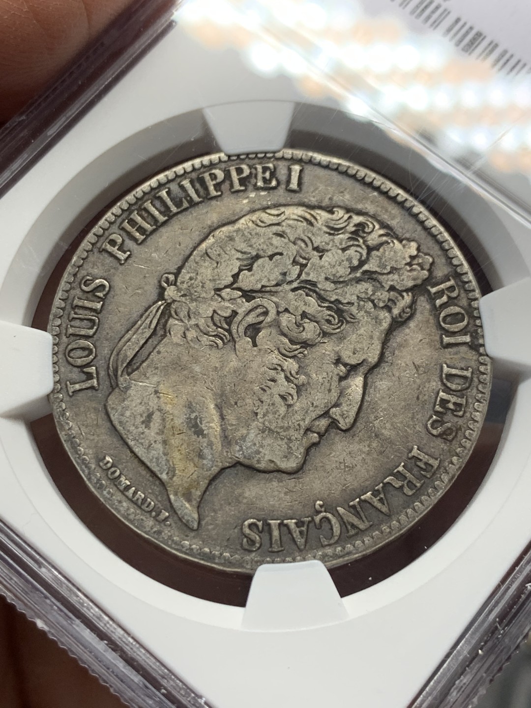 《竞宝斋》第135场-周日，周一连拍 (全场包邮) NGC XF40 法国 1837年 菲利普 5法郎 银币 原味包浆 状态不错