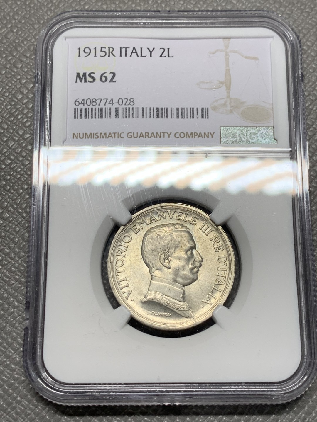 《竞宝斋》第135场-周日，周一连拍 (全场包邮) NGC-MS62 意大利1915年 胜利马车 2里拉银币 这东西现在欧洲也涨的多了