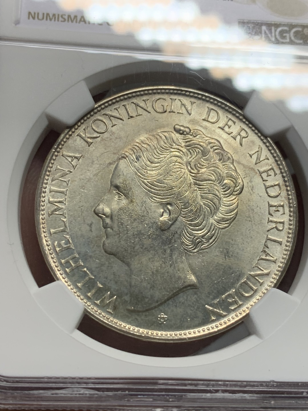 《竞宝斋》第135场-周日，周一连拍 (全场包邮) NGC-MS62 荷属库拉索群岛 1944年 威廉米娜女王2.5盾 大银币 殖民地银币稀少