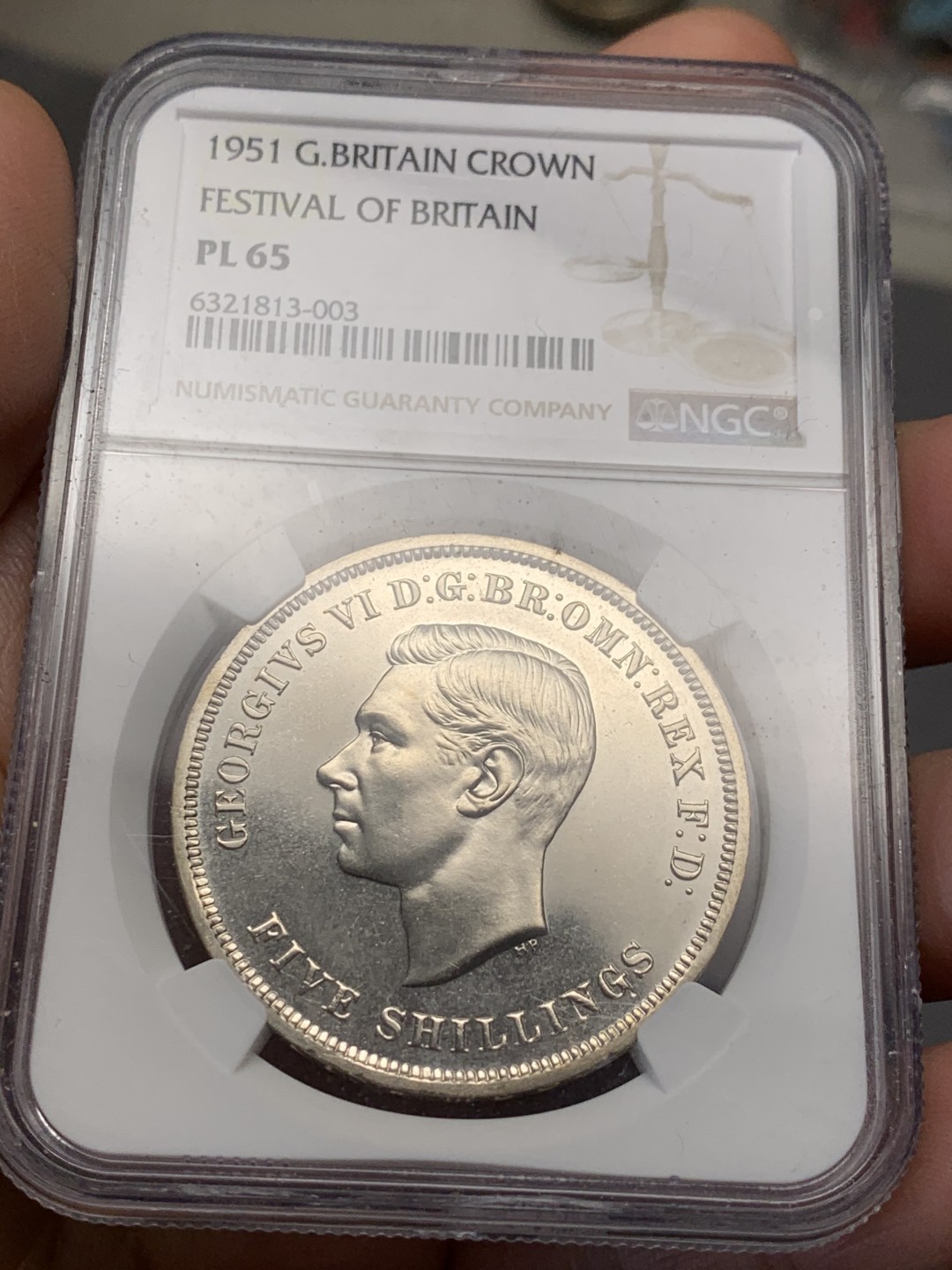 《竞宝斋》第135场-周日，周一连拍 (全场包邮) NGC-PL65 英国 1951年 镍马剑1克朗 高分少见 转光非常漂亮