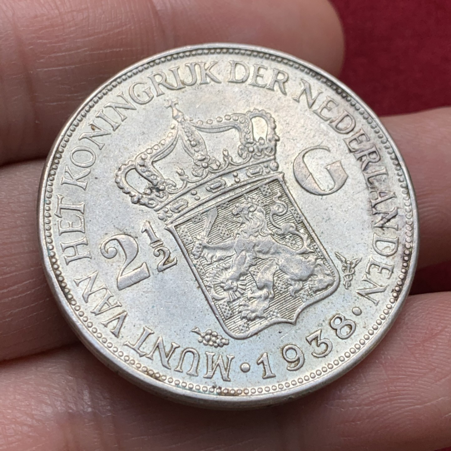 《竞宝斋》第135场-周日，周一连拍 (全场包邮) 荷兰 1938年 威廉敏娜 2.5盾 大银币