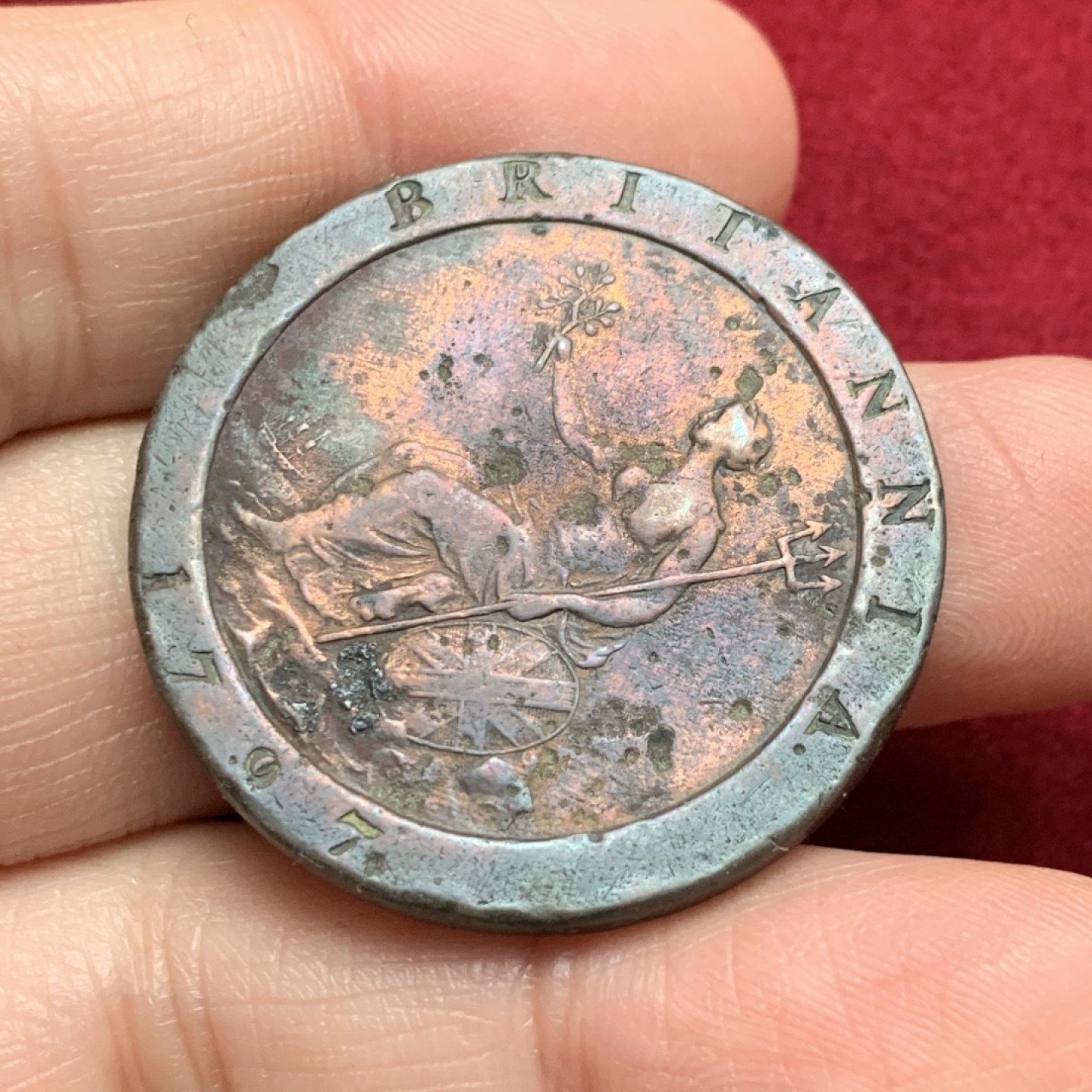 《竞宝斋》第135场-周日，周一连拍 (全场包邮) 英国 1797年 车轮款 1便士 大铜币 重达28.5克， 因为太重 大量回炉 导致少见 所见比2便士大车轮更少