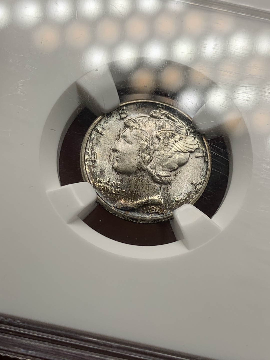 《竞宝斋》第135场-周日，周一连拍 (全场包邮) NGC MS66 美国 1944年 小飞侠 10分银币 老盒 高品状态