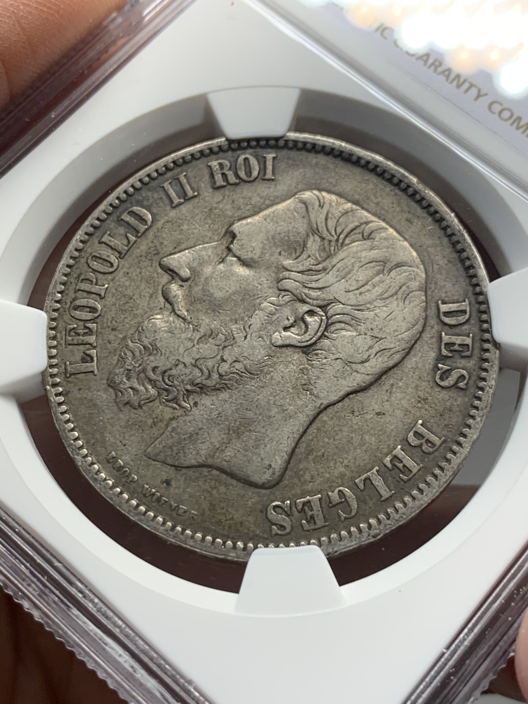 《竞宝斋》第135场-周日，周一连拍 (全场包邮) NGC XF45 比利时 利奥波德二世 5法郎 大银币 自然状态