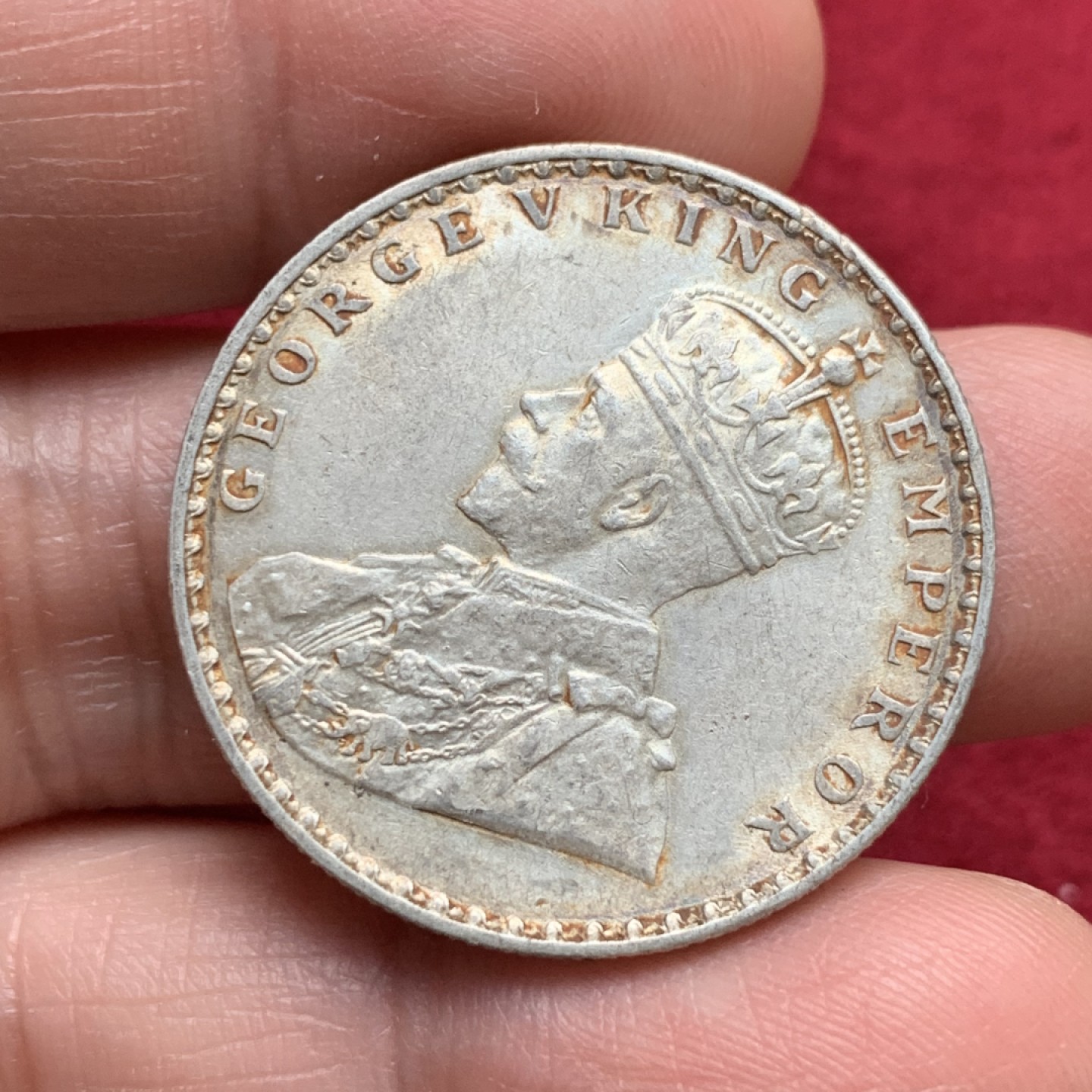 《竞宝斋》第135场-周日，周一连拍 (全场包邮) 英属 印度 1912年 乔五 1卢比银币