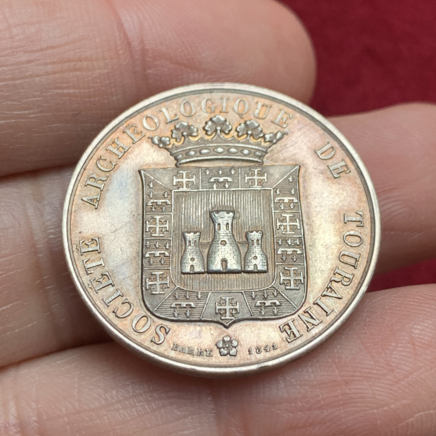 《竞宝斋》第135场-周日，周一连拍 (全场包邮) 法国1841年图林考古协会代用银币，正面阿波罗像，丰饶角边铭，直径29mm，重量10.28g