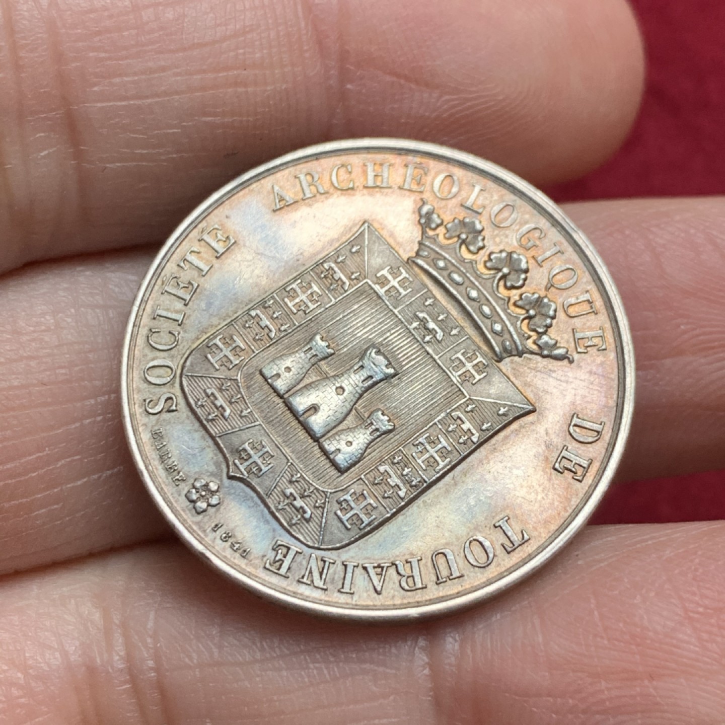 《竞宝斋》第135场-周日，周一连拍 (全场包邮) 法国1841年图林考古协会代用银币，正面阿波罗像，丰饶角边铭，直径29mm，重量10.28g