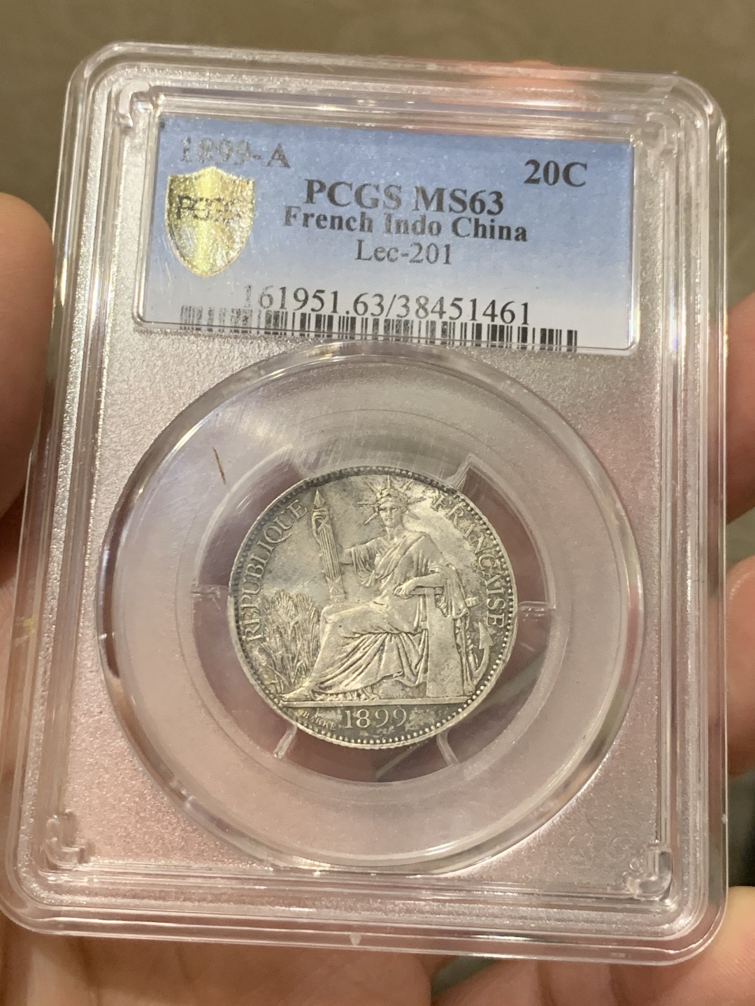 《竞宝斋》第135场-周日，周一连拍 (全场包邮) PCGS-MS63 坐洋1899年 20分 早期年份银币 好品非常稀少