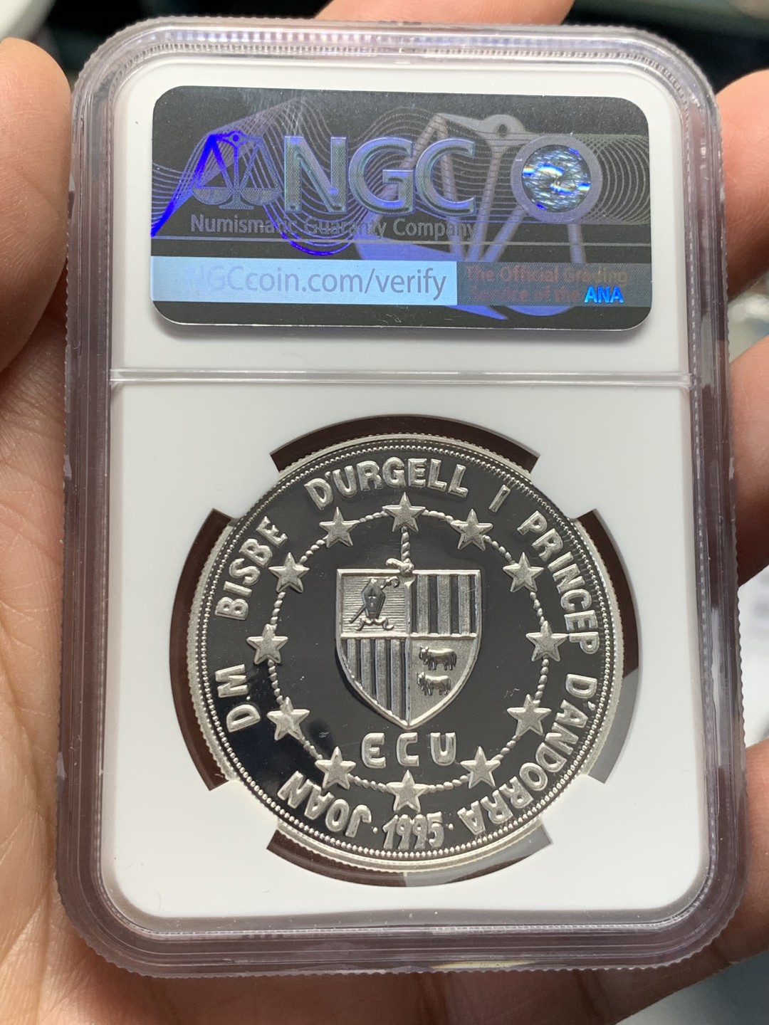 《竞宝斋》第135场-周日，周一连拍 (全场包邮) NGC-PF69 安道尔1995年 欧洲海关联盟 10第纳尔精制大银币