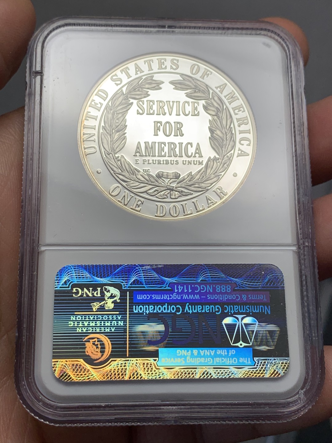 《竞宝斋》第135场-周日，周一连拍 (全场包邮) NGC-PF69 UC 美国 1996年 国家社区服务纪念 精制大银币 900银 26.73克 高分好状态