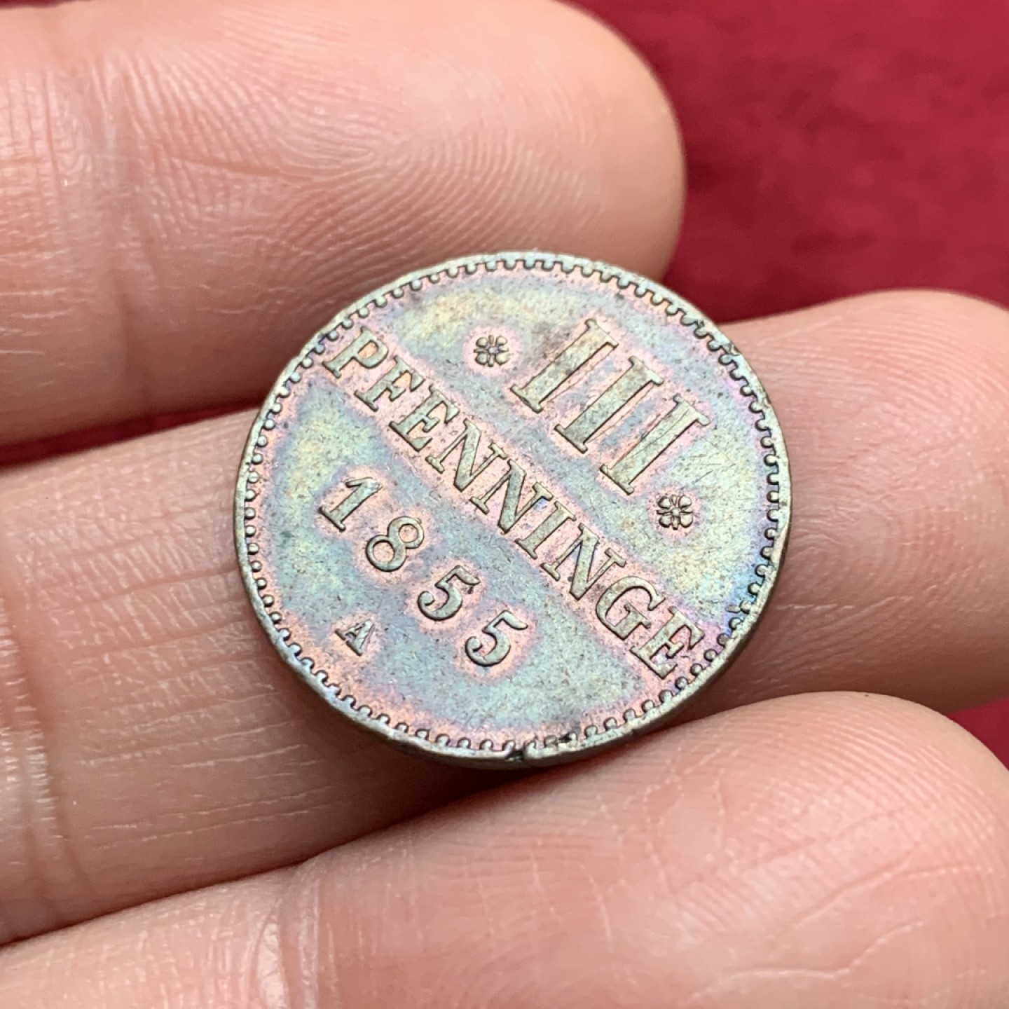 《竞宝斋》第135场-周日，周一连拍 (全场包邮) 德国梅克伦堡  1855年  3芬尼  铜币  品相很好