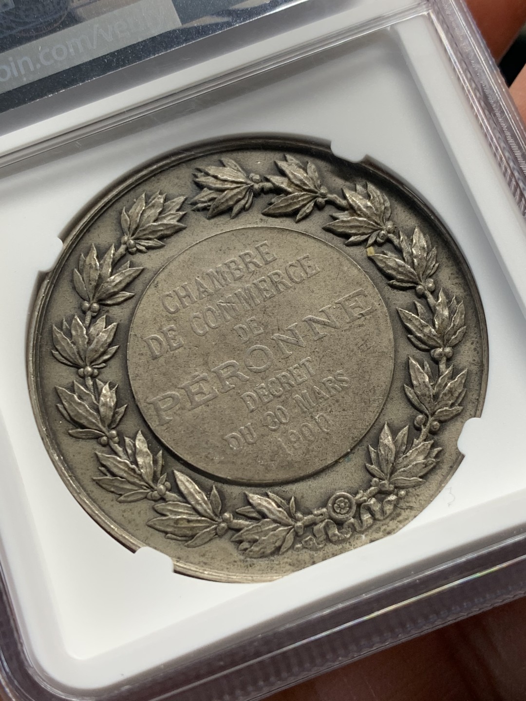 《竞宝斋》第135场-周日，周一连拍 (全场包邮) NGC MS64 法国 1900 佩隆商业区高浮雕 银章细致卷发