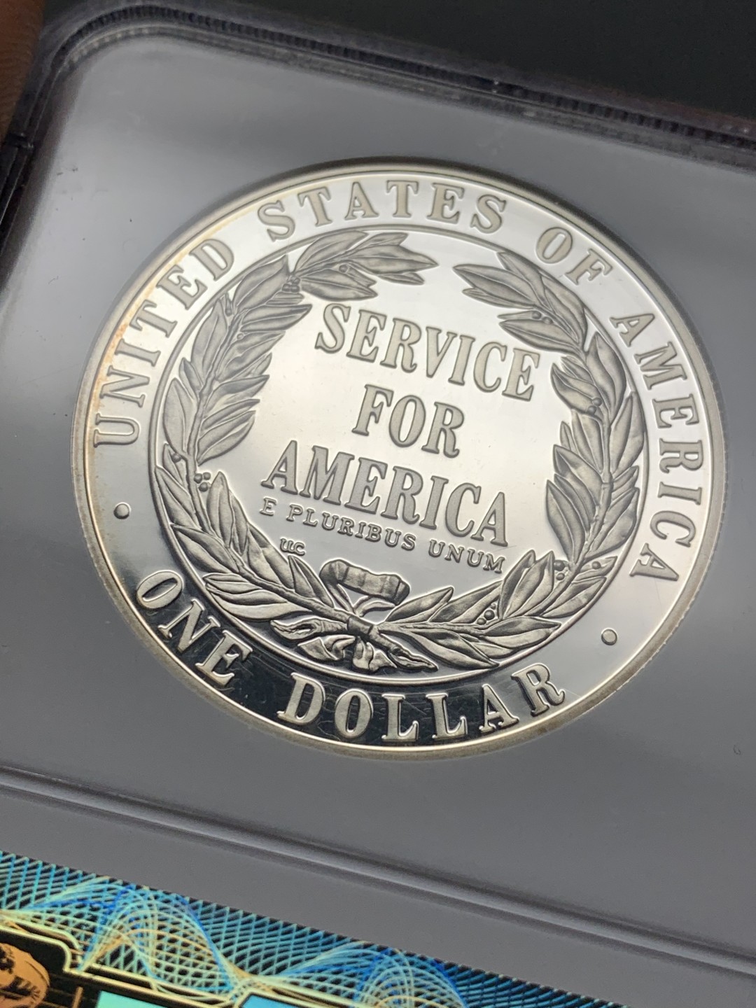 《竞宝斋》第135场-周日，周一连拍 (全场包邮) NGC-PF69 UC 美国 1996年 国家社区服务纪念 精制大银币 900银 26.73克 高分好状态