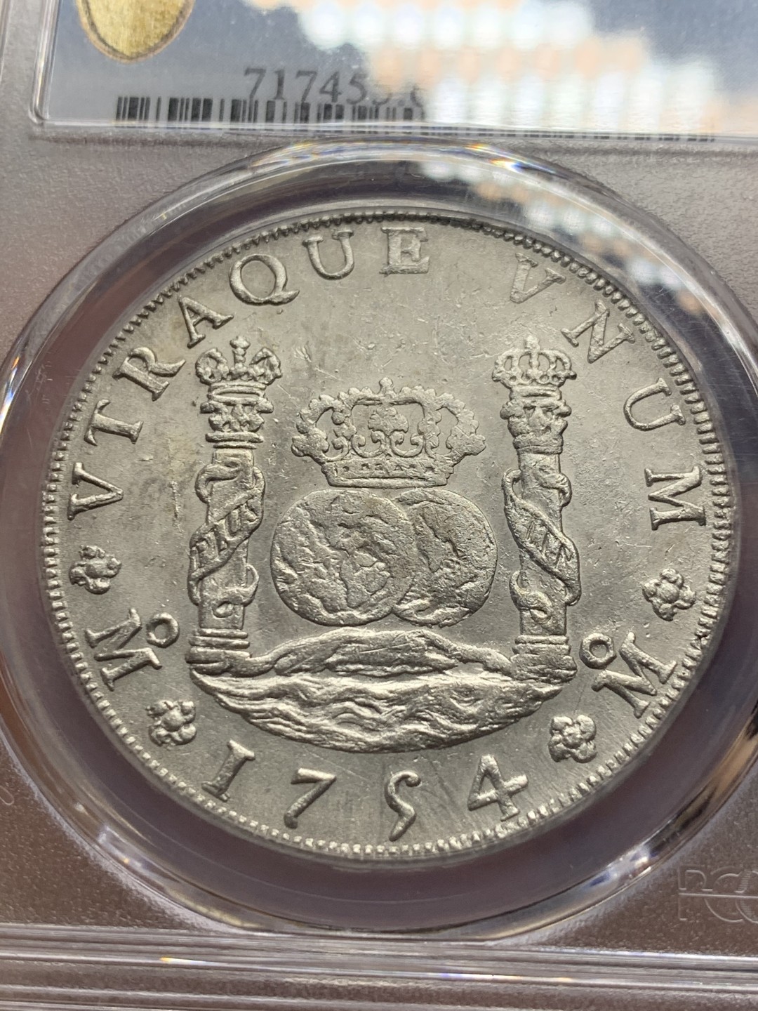 《竞宝斋》第135场-周日，周一连拍 (全场包邮) PCGS MS62 墨西哥 1754年 地球双柱大银币 正反深打 状态极佳 入手好时机，62的真是难得