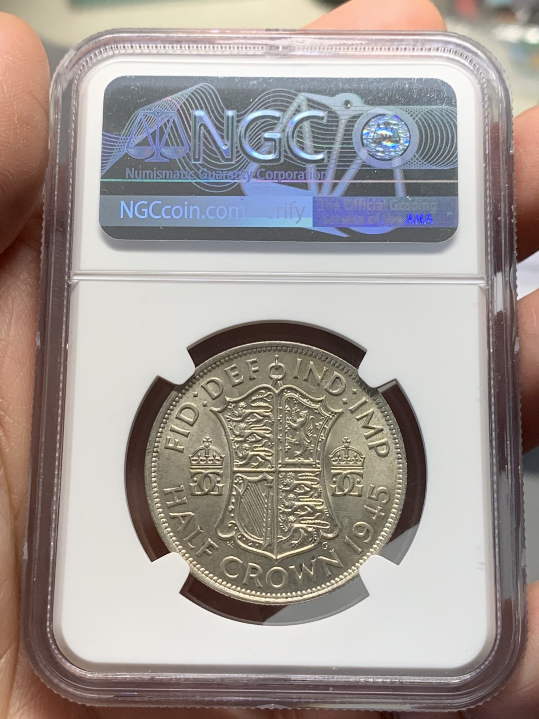 《竞宝斋》第135场-周日，周一连拍 (全场包邮) NGC-MS62 英国1945年 乔六 1/2克朗银币