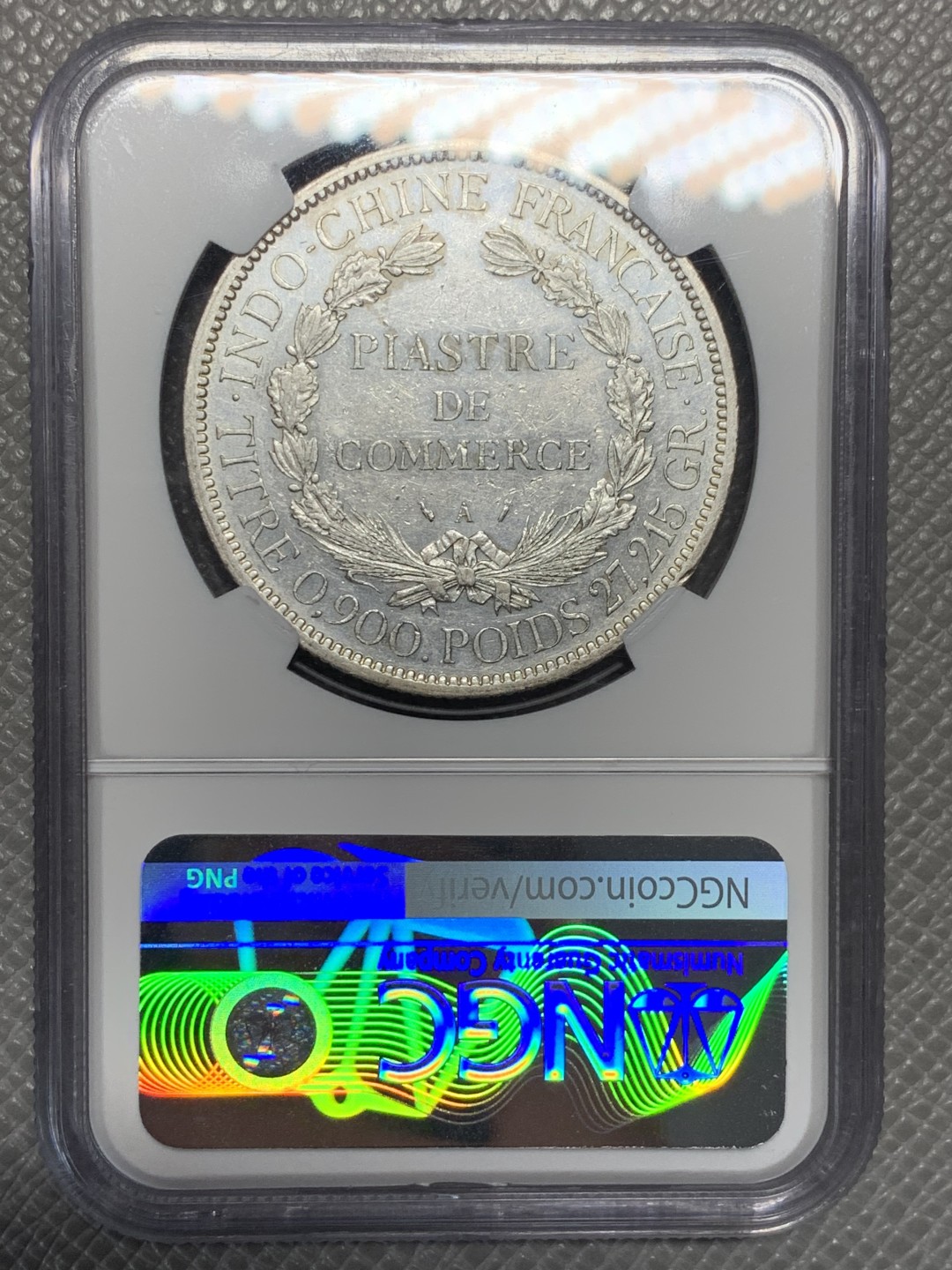 《竞宝斋》第135场-周日，周一连拍 (全场包邮) NGC-AU50 1894年法属印支加重坐洋 评级数量跟1885和1888相当，远少于1886、1887、1895，加重坐洋有分不易