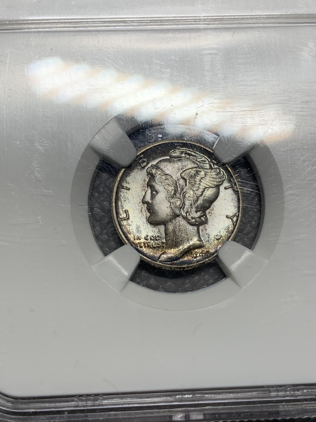 《竞宝斋》第135场-周日，周一连拍 (全场包邮) NGC MS66 美国 1944年 小飞侠 10分银币 老盒 高品状态