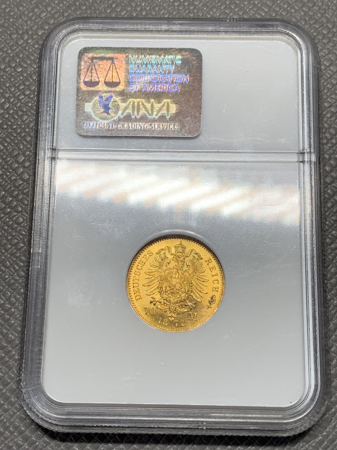 《竞宝斋》第135场-周日，周一连拍 (全场包邮) NGC MS67 普鲁士 1872年 10马克 金币 67的超高分数 N老盒加持 保存的非常好 近乎完美 可收藏