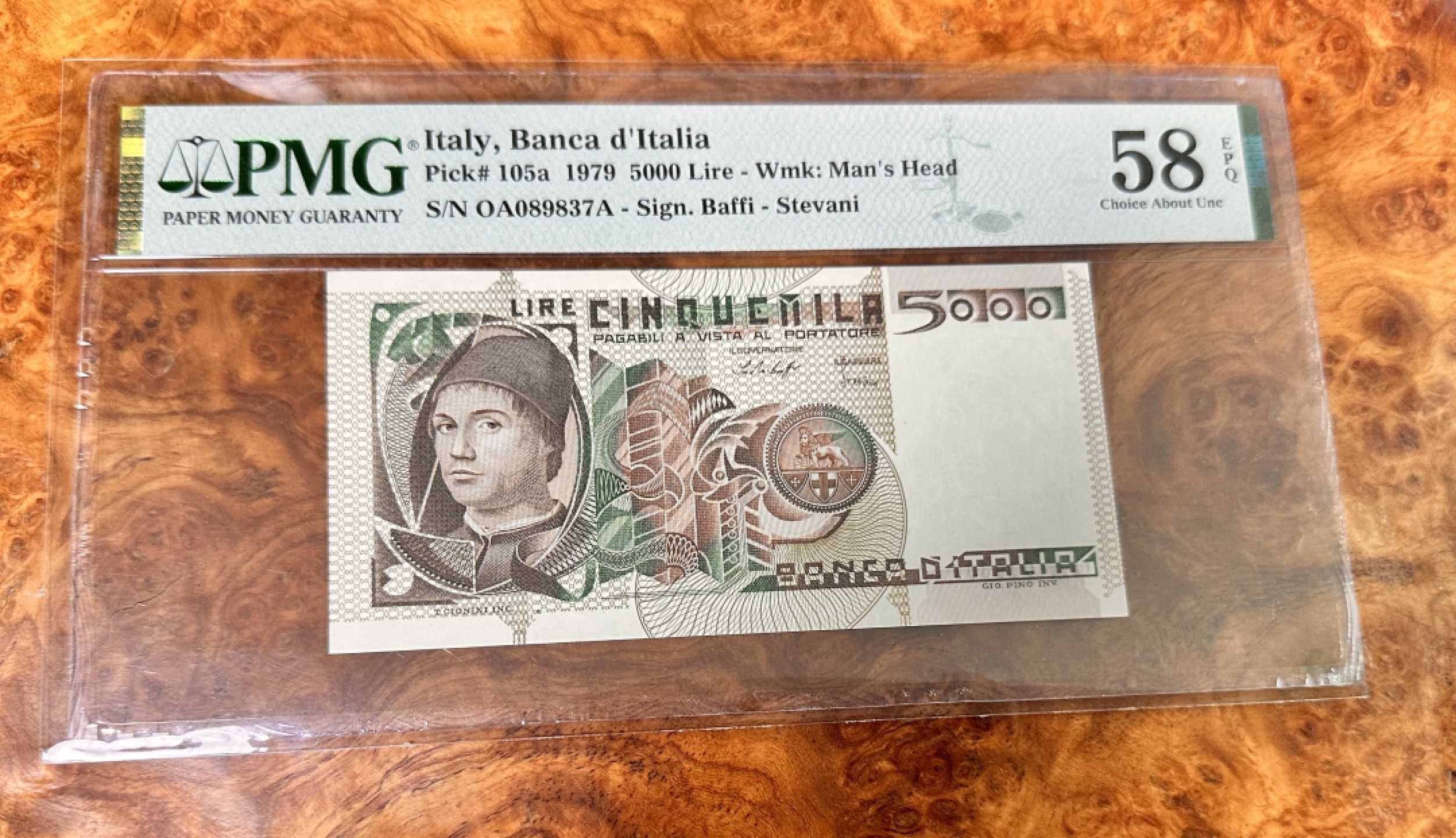 Chase Auction 第17期 - - 外钞、民国钞和人民币混合场！（临时有事，推迟到20号） 1979年意大利5000里拉，PMG58e！
