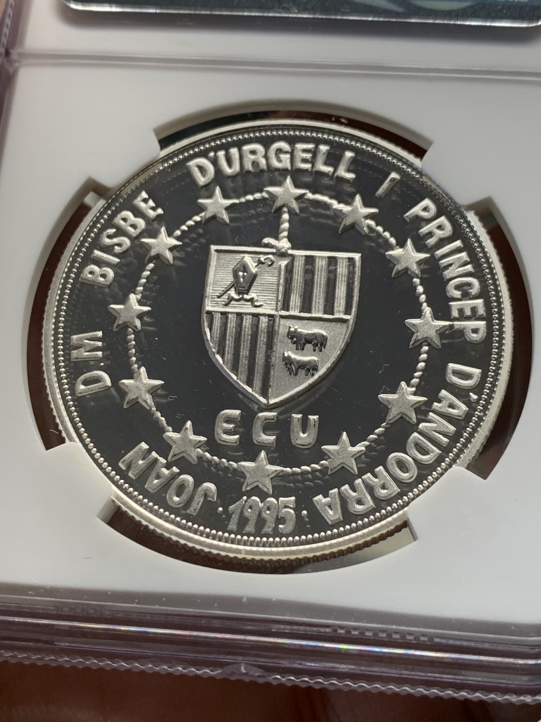 《竞宝斋》第135场-周日，周一连拍 (全场包邮) NGC-PF69 安道尔1995年 欧洲海关联盟 10第纳尔精制大银币