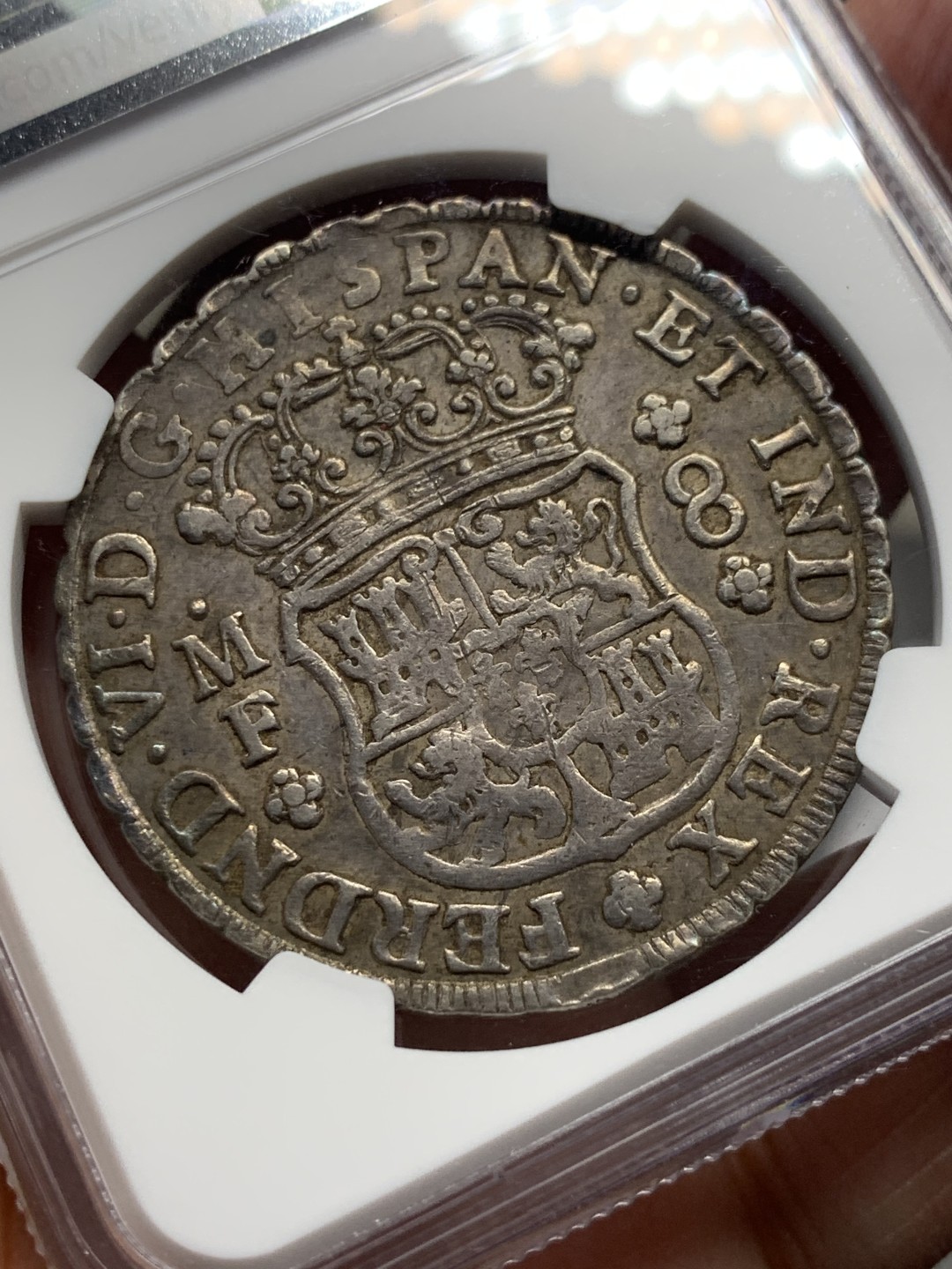 《竞宝斋》第135场-周日，周一连拍 (全场包邮) NGC-XFD 墨西哥1752年 8R地球银币 原味包浆 深打好状态