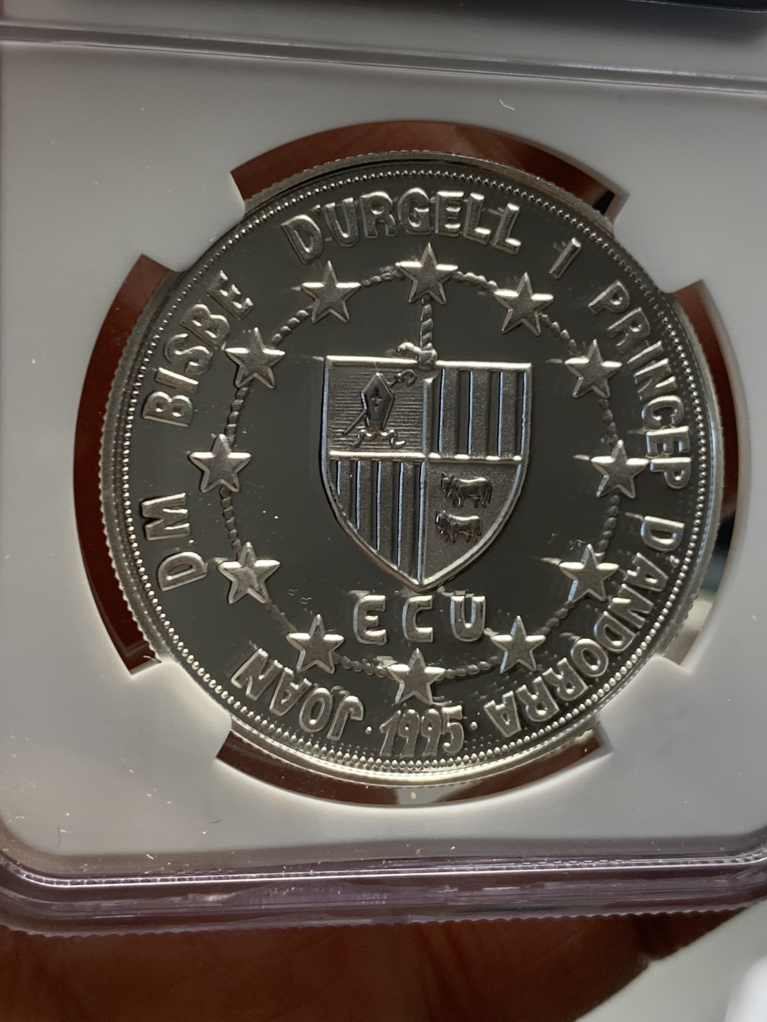 《竞宝斋》第135场-周日，周一连拍 (全场包邮) NGC-PF69 安道尔1995年 欧洲海关联盟 10第纳尔精制大银币