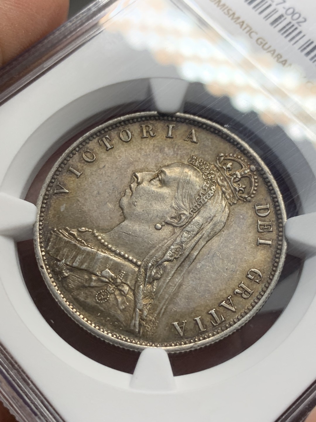 《竞宝斋》第135场-周日，周一连拍 (全场包邮) NGC AU55 1887英国维多利亚半克朗 双面原味带彩 状态不错