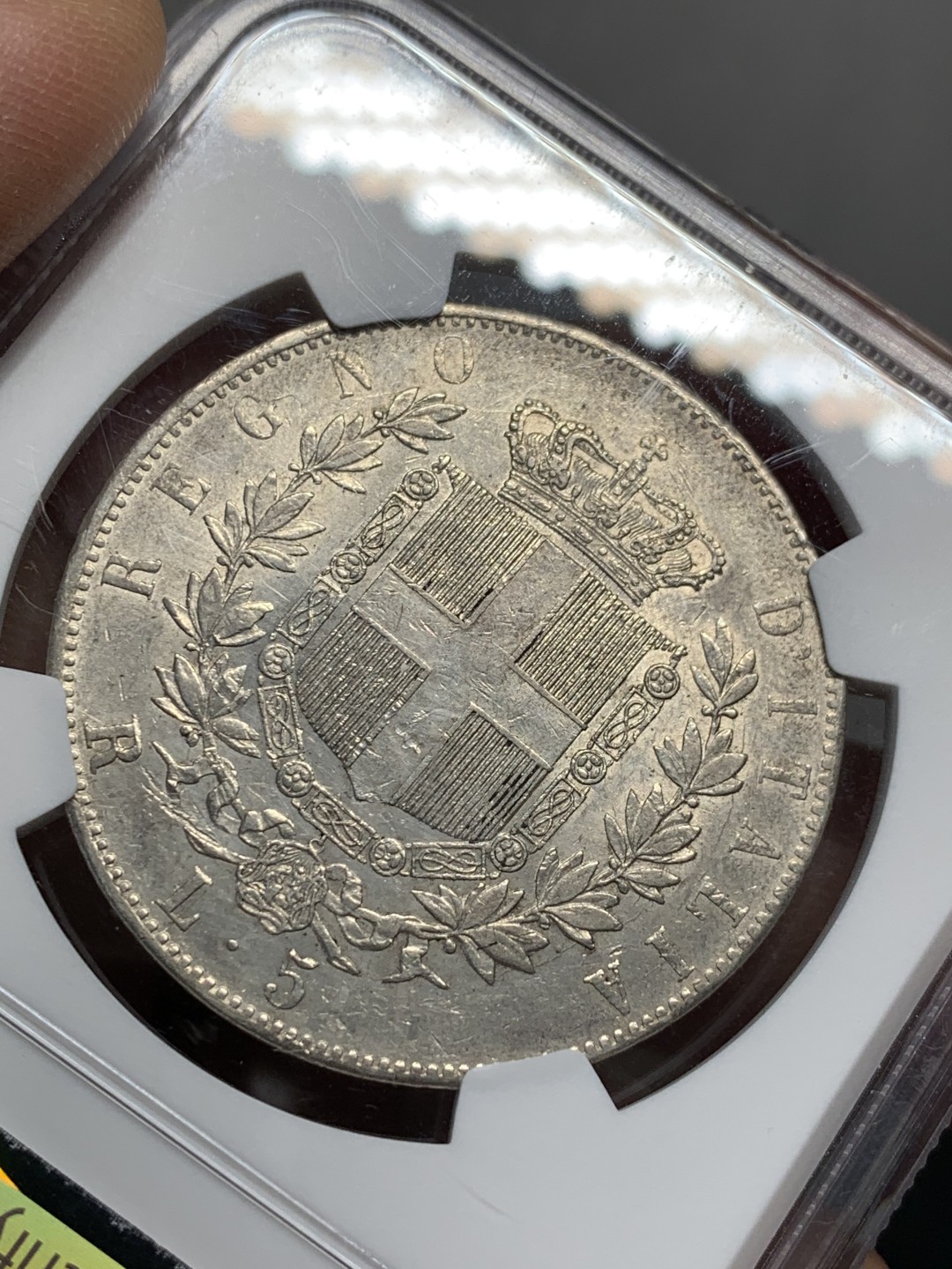 《竞宝斋》第135场-周日，周一连拍 (全场包邮) NGC-AU53 意大利 1876年 伊曼纽尔 5里拉 大银币