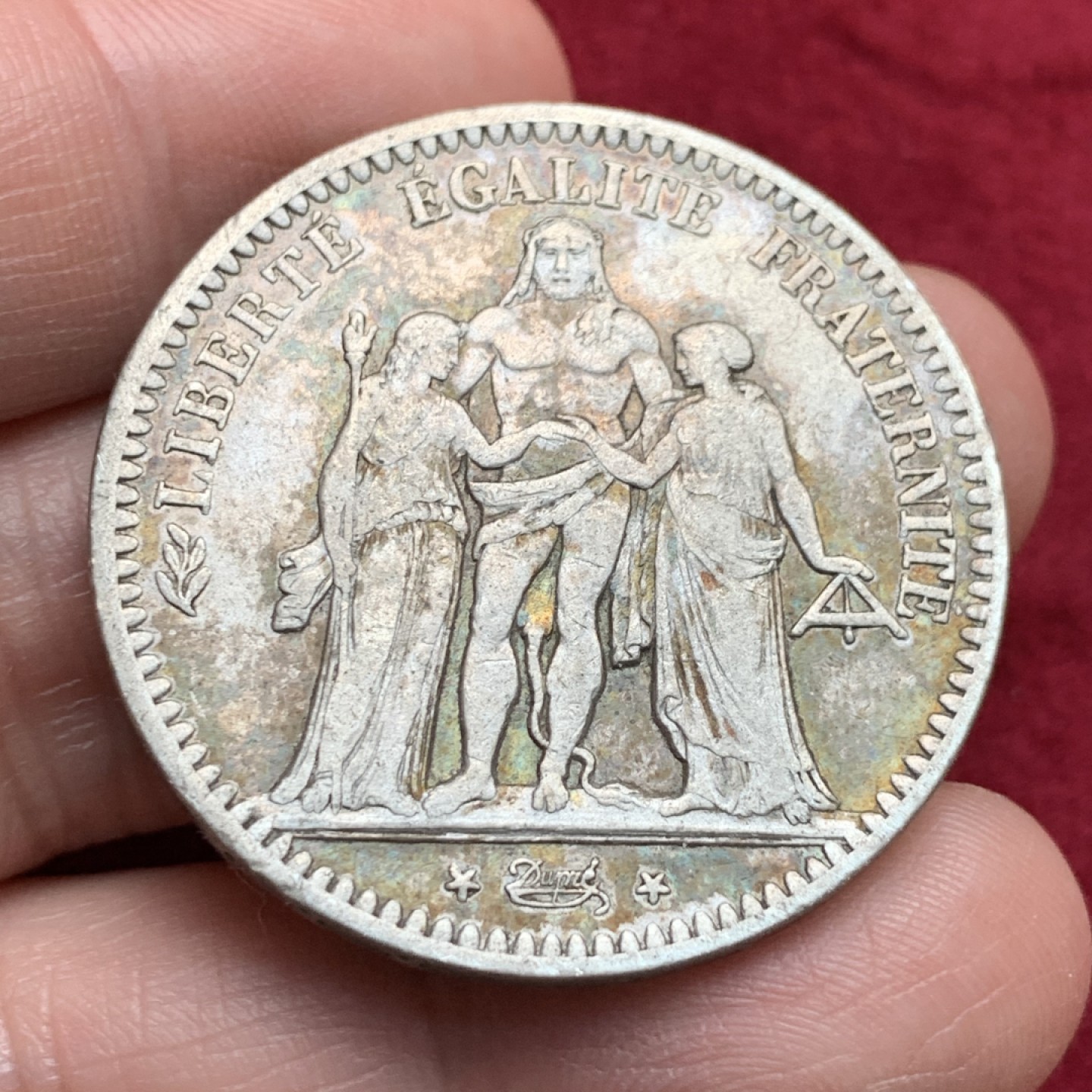 《竞宝斋》第135场-周日，周一连拍 (全场包邮) 法国 1849年 第二共和时期 大力神 5法郎 银币 深彩包浆