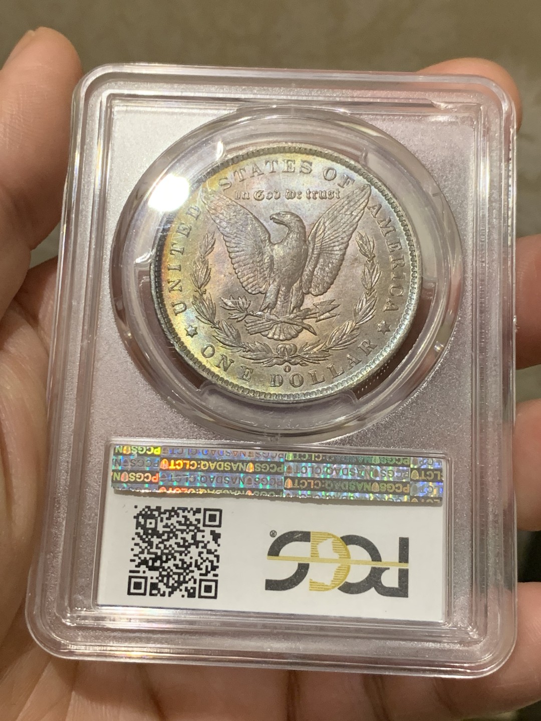 《竞宝斋》第135场-周日，周一连拍 (全场包邮) PCGS-MS64 美国1885年 摩根银币 光度好 蓝绿包浆 非常漂亮