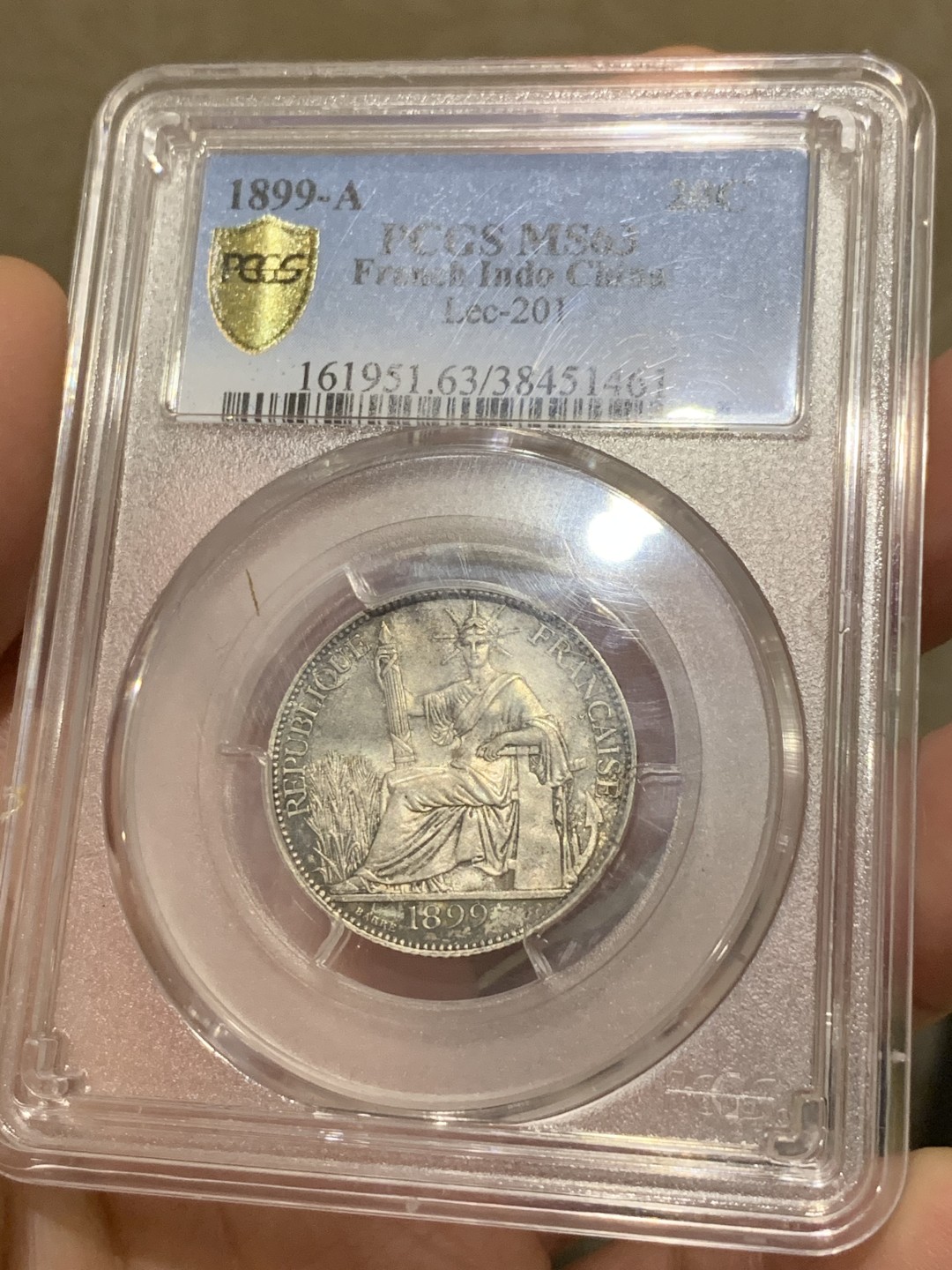 《竞宝斋》第135场-周日，周一连拍 (全场包邮) PCGS-MS63 坐洋1899年 20分 早期年份银币 好品非常稀少