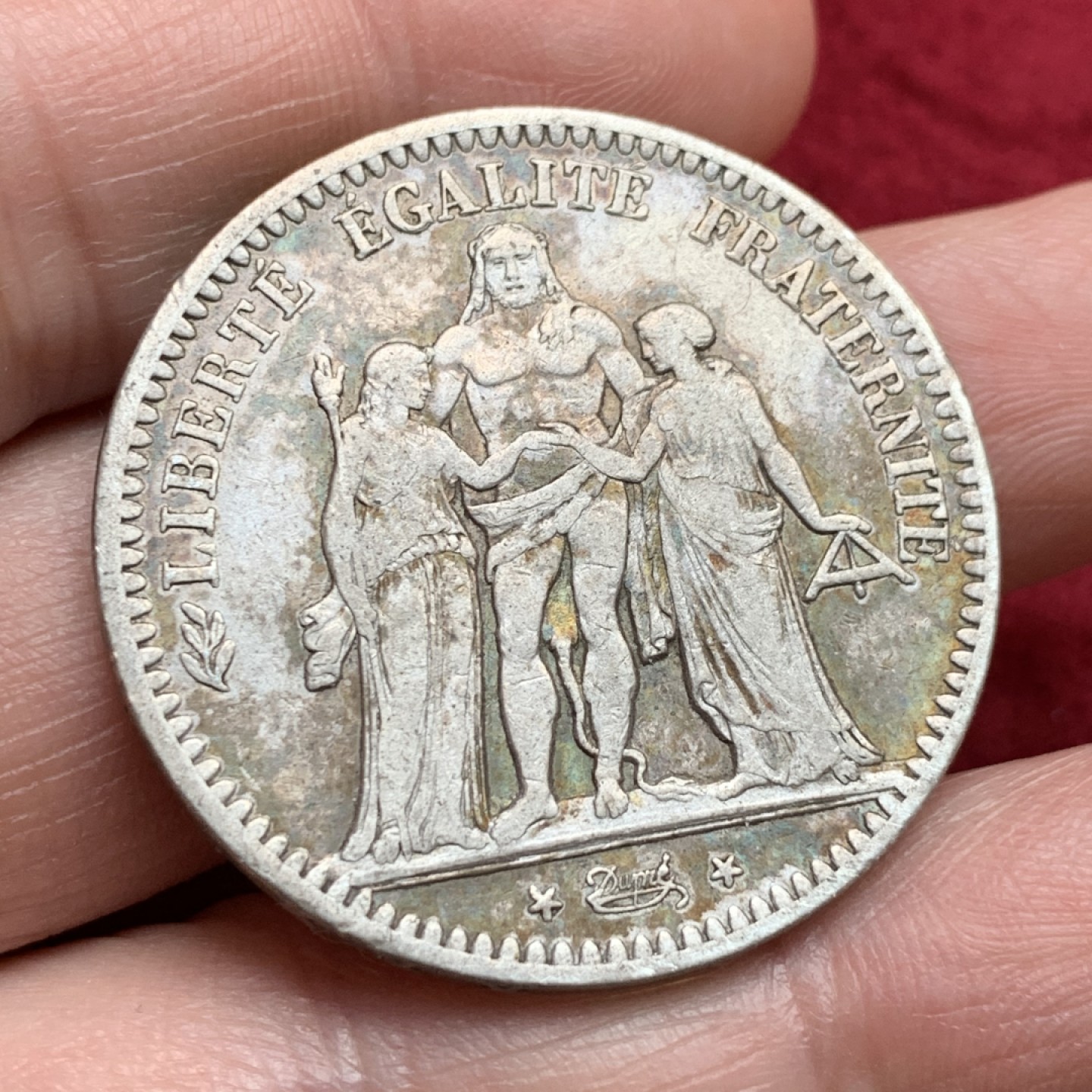 《竞宝斋》第135场-周日，周一连拍 (全场包邮) 法国 1849年 第二共和时期 大力神 5法郎 银币 深彩包浆