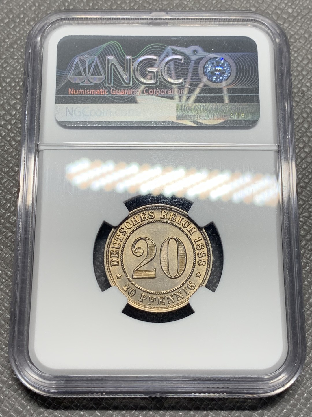 《竞宝斋》第135场-周日，周一连拍 (全场包邮) NGC-MS63 德国 1888年 短翅-20芬尼镍