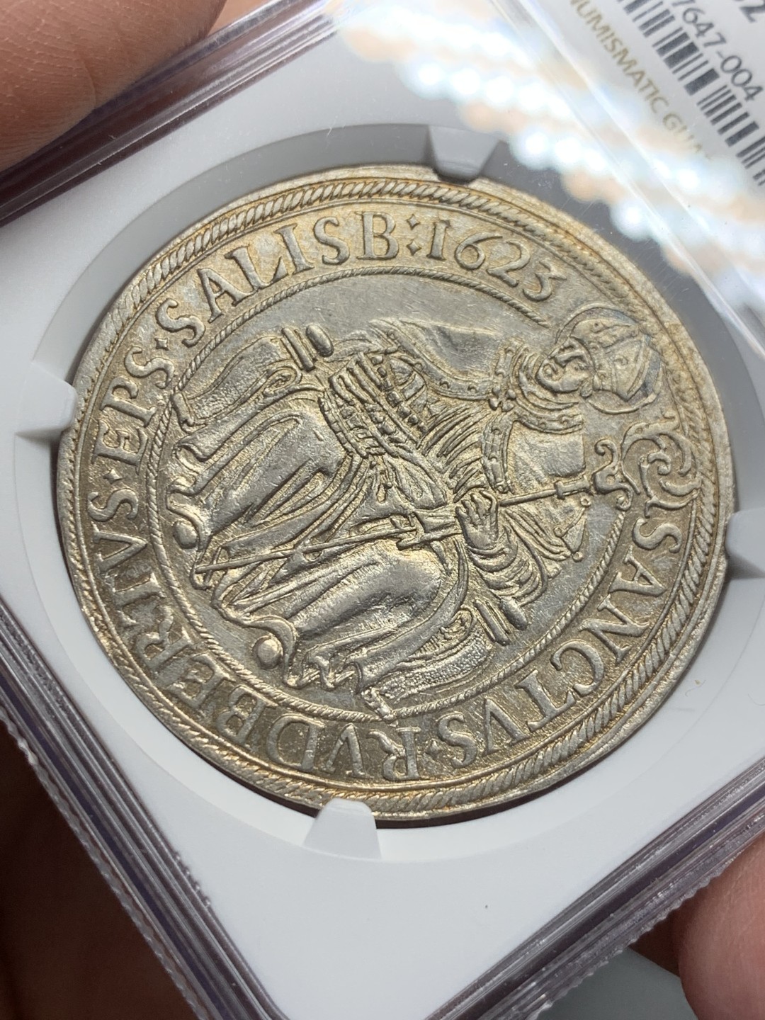 《竞宝斋》第135场-周日，周一连拍 (全场包邮) NGC MS62 神罗萨尔茨堡 1623年 泰勒银币 淡金彩 收藏级品相