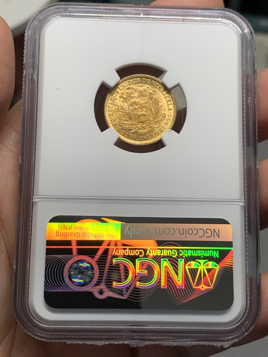 《竞宝斋》第135场-周日，周一连拍 (全场包邮) NGC-MS65 委内瑞拉1930年 10玻利瓦尔金币 这个分数可以秒杀一切了