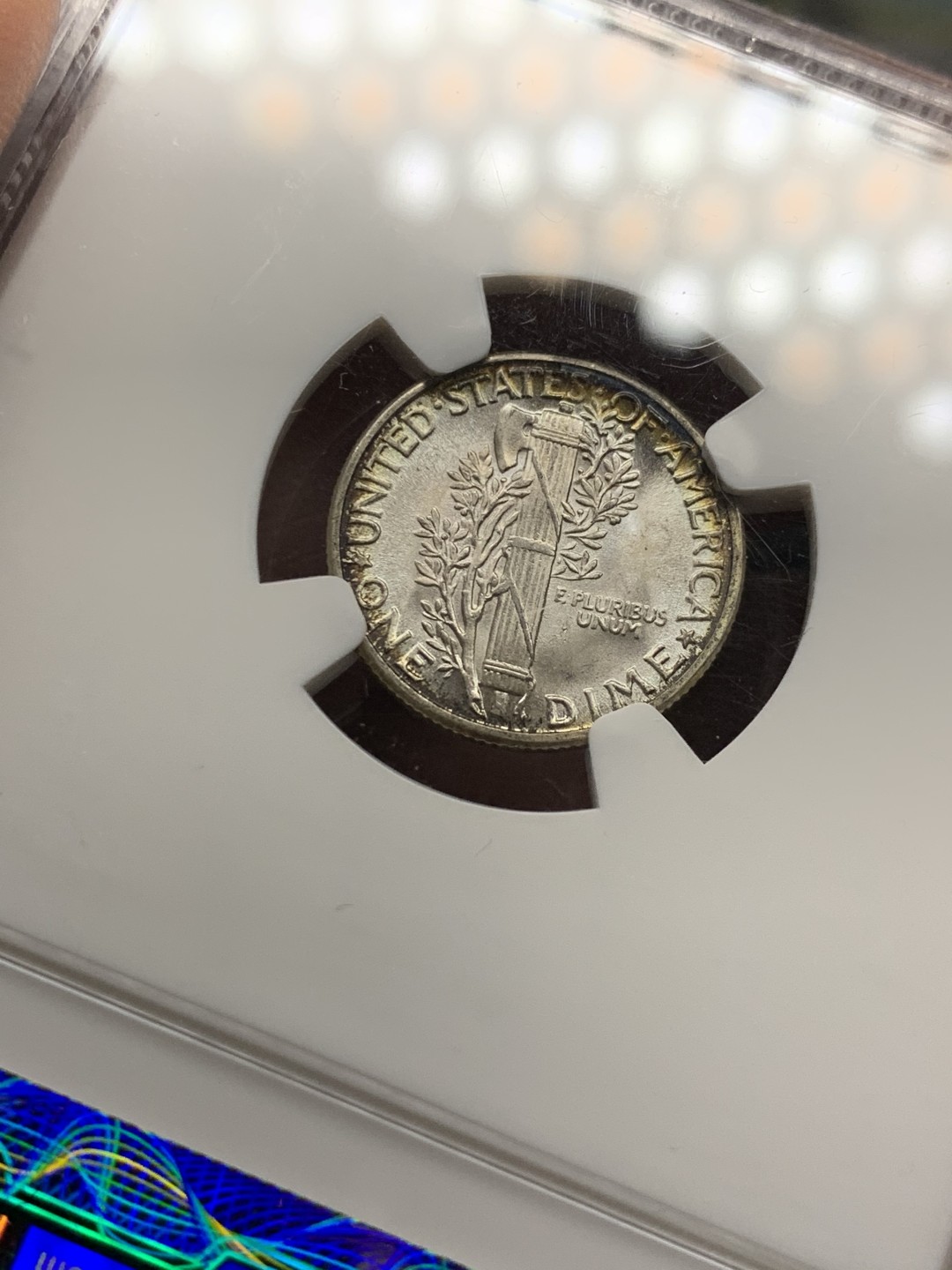 《竞宝斋》第135场-周日，周一连拍 (全场包邮) NGC MS66 美国 1944年 小飞侠 10分银币 老盒 高品状态