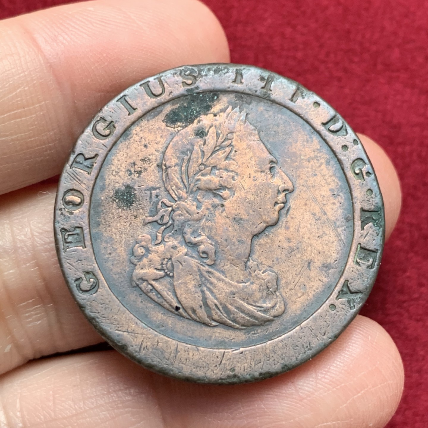 《竞宝斋》第135场-周日，周一连拍 (全场包邮) 英国 1797年 车轮款 1便士 大铜币 重达28.5克， 因为太重 大量回炉 导致少见 所见比2便士大车轮更少