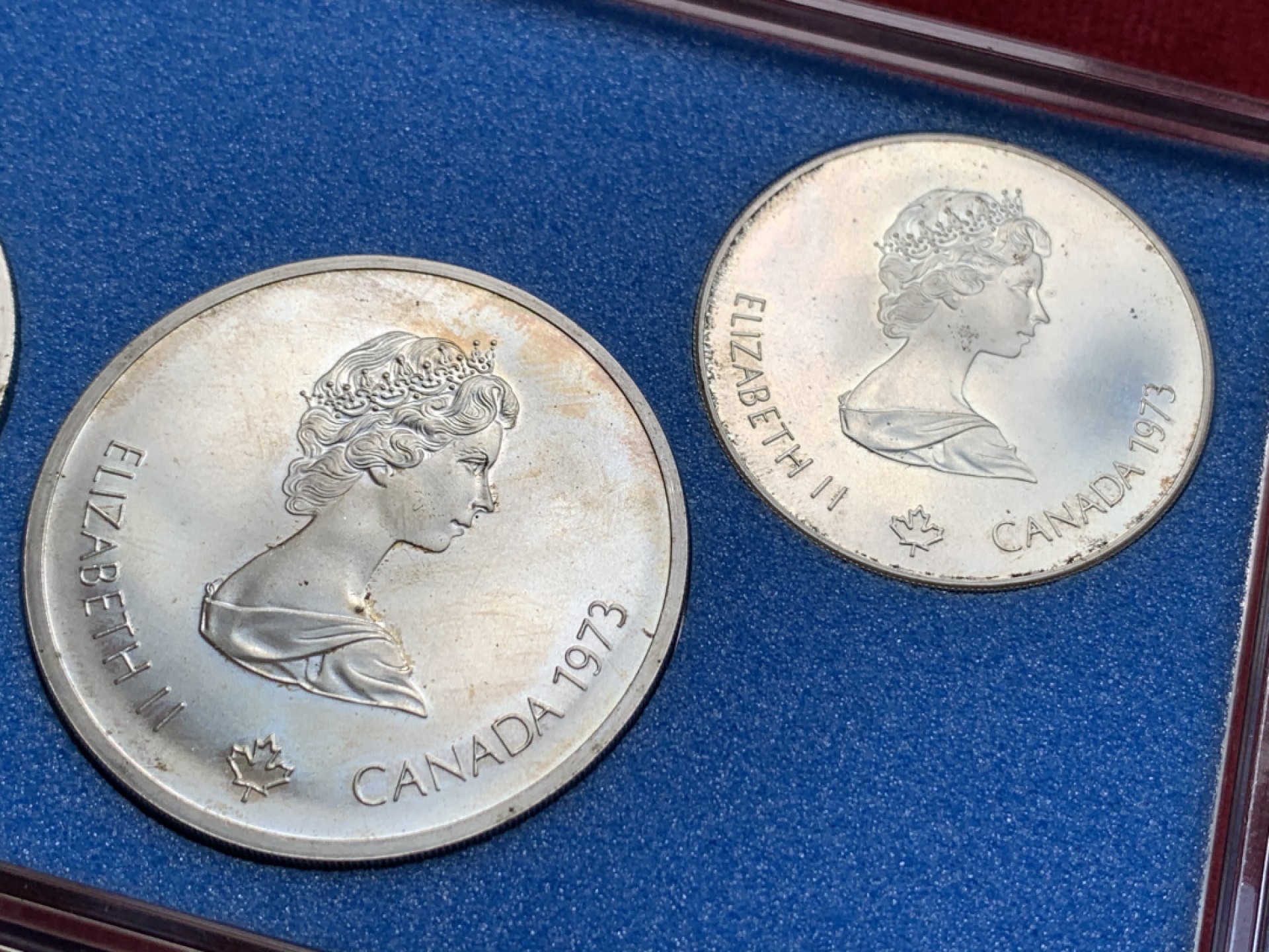 《竞宝斋》第135场-周日，周一连拍 (全场包邮) 1976 加拿大 奥运会纪念大银币一套 4枚一共重145.8克925高银 水晶原盒套装 首次见到