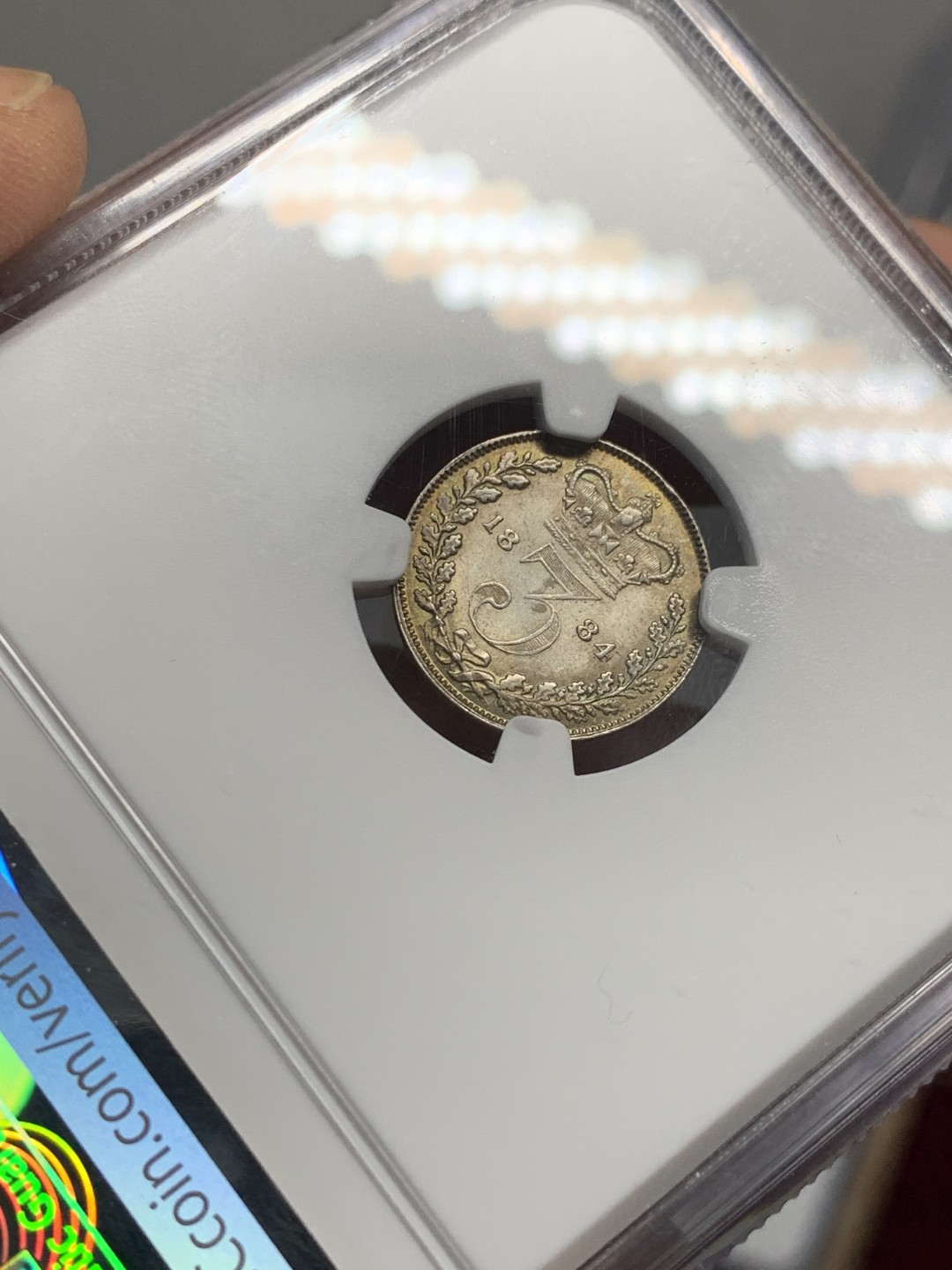 《竞宝斋》第135场-周日，周一连拍 (全场包邮) NGC MS 61 1884年英国小维3便士银币 原味好品