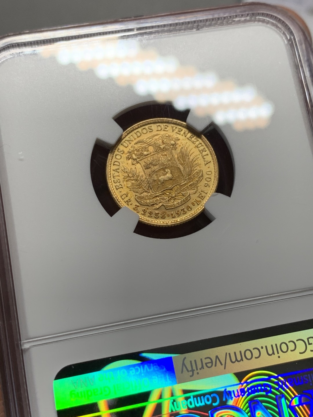 《竞宝斋》第135场-周日，周一连拍 (全场包邮) NGC-MS65 委内瑞拉1930年 10玻利瓦尔金币 这个分数可以秒杀一切了