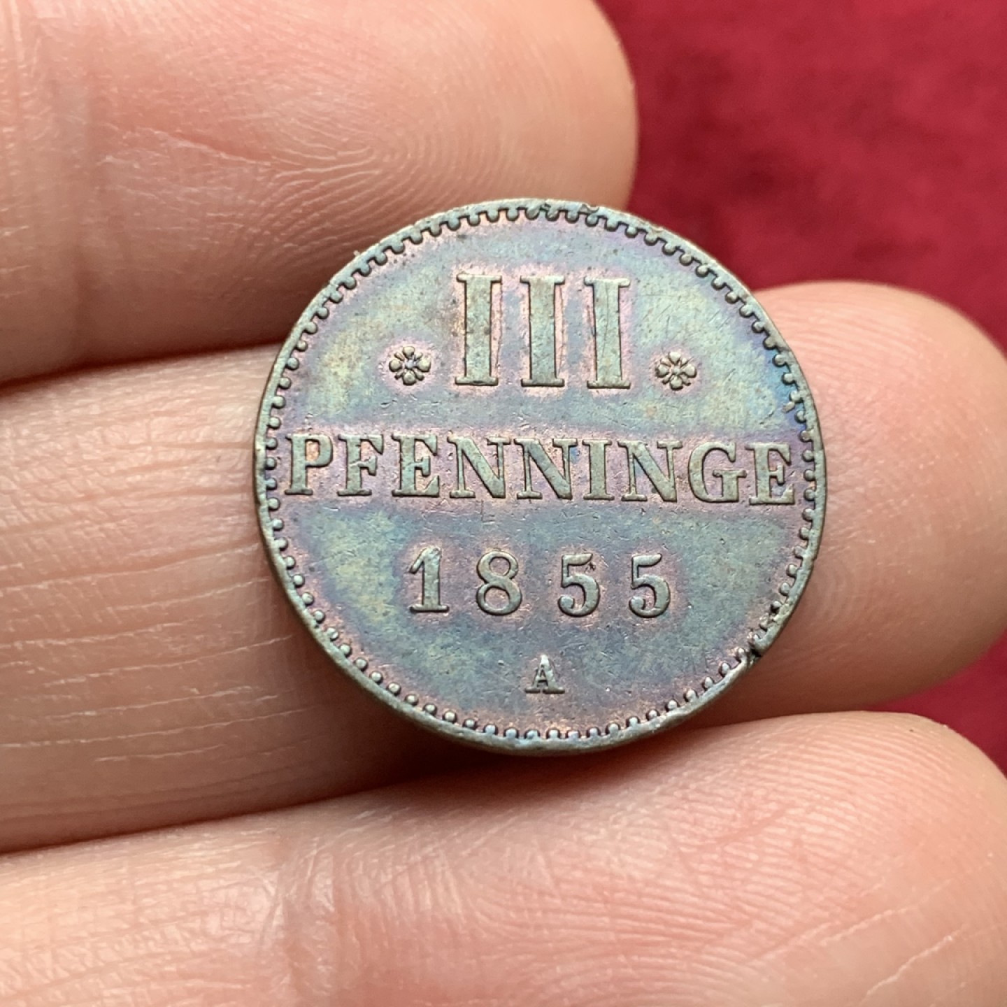 《竞宝斋》第135场-周日，周一连拍 (全场包邮) 德国梅克伦堡  1855年  3芬尼  铜币  品相很好