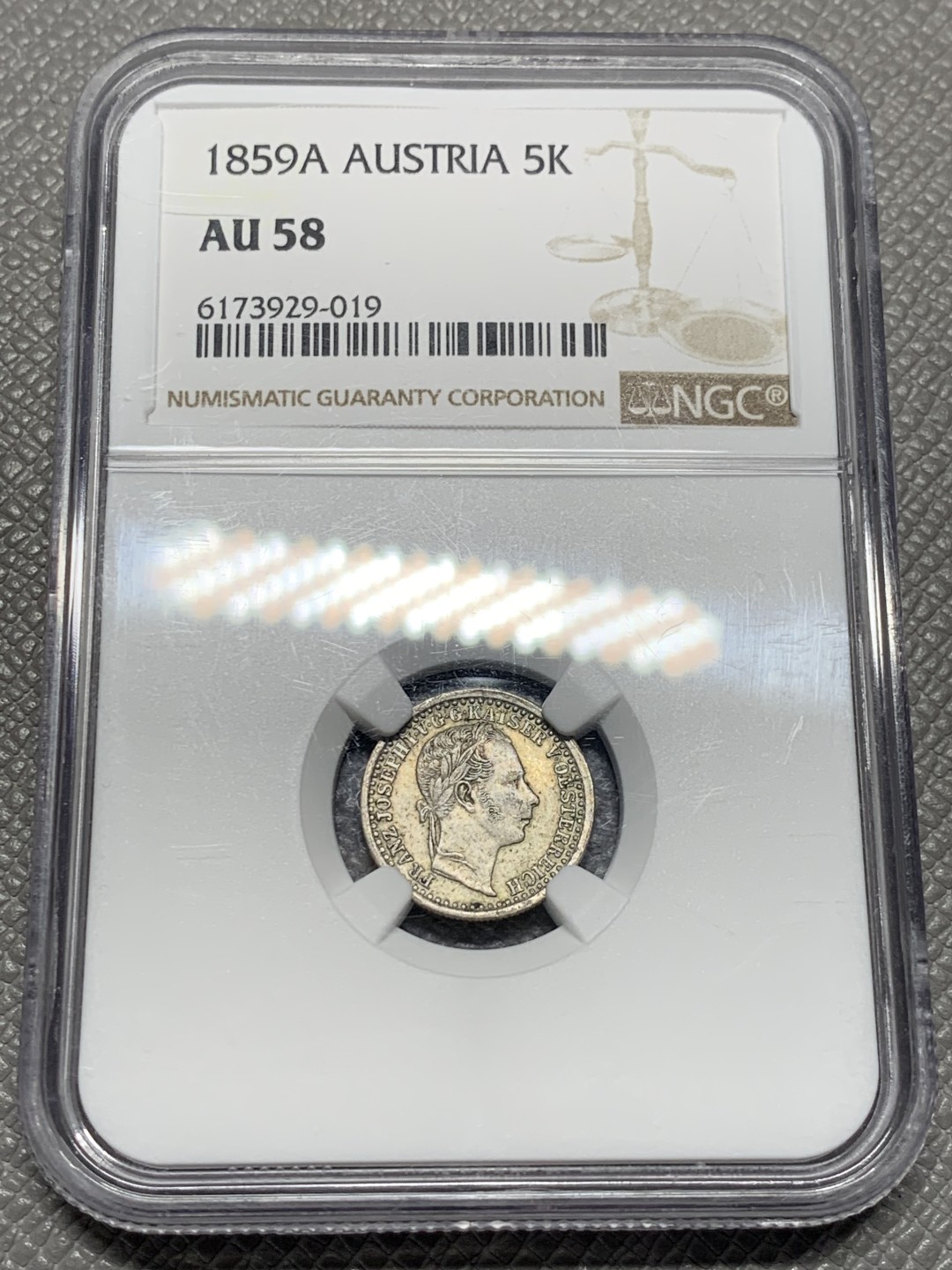 《竞宝斋》第135场-周日，周一连拍 (全场包邮) NGC AU58 1859a 奥地利 5克鲁泽银币 少见品种