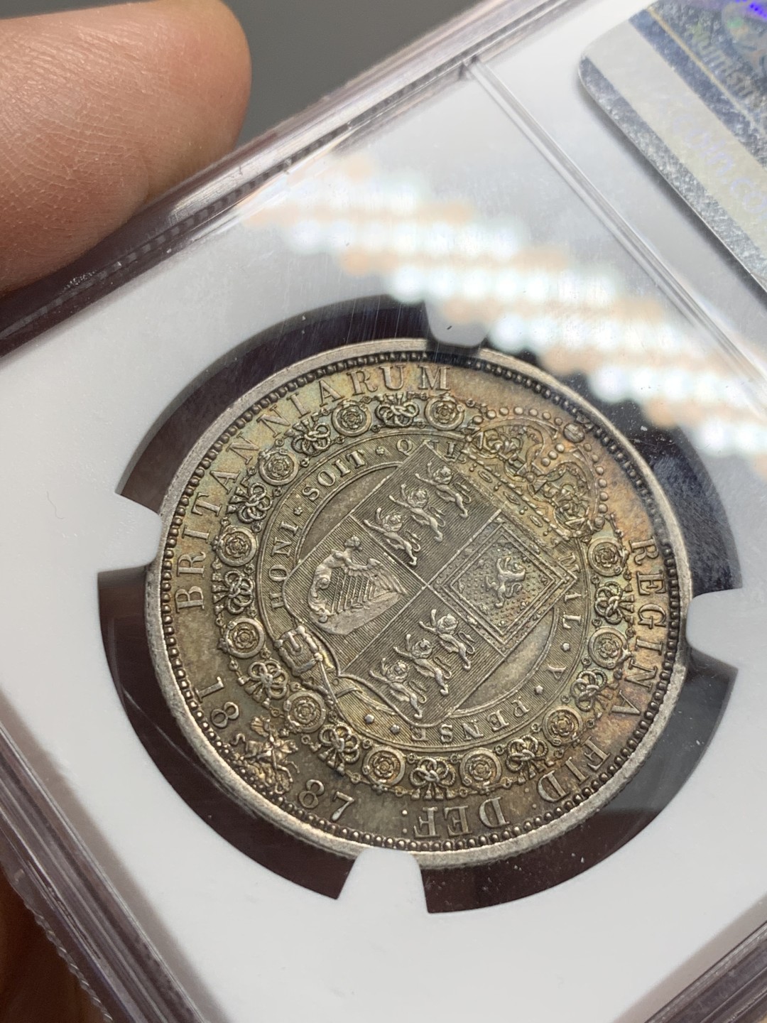 《竞宝斋》第135场-周日，周一连拍 (全场包邮) NGC AU55 1887英国维多利亚半克朗 双面原味带彩 状态不错