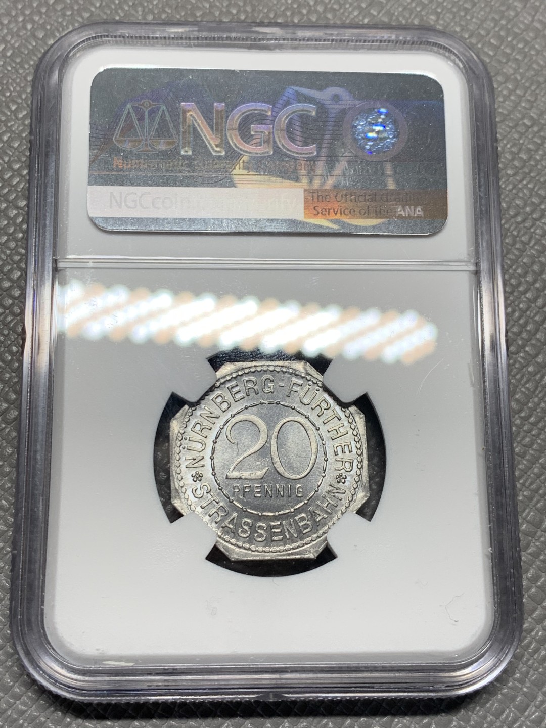《竞宝斋》第135场-周日，周一连拍 (全场包邮) NGC MS66 德国 纽伦堡 1920年 紧急状态币 20盆尼 车轮光十足