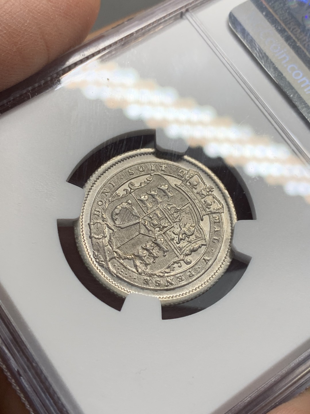 《竞宝斋》第135场-周日，周一连拍 (全场包邮) NGC MS61 英国 1816年 乔三牛头 1先令 银币 上涨品种