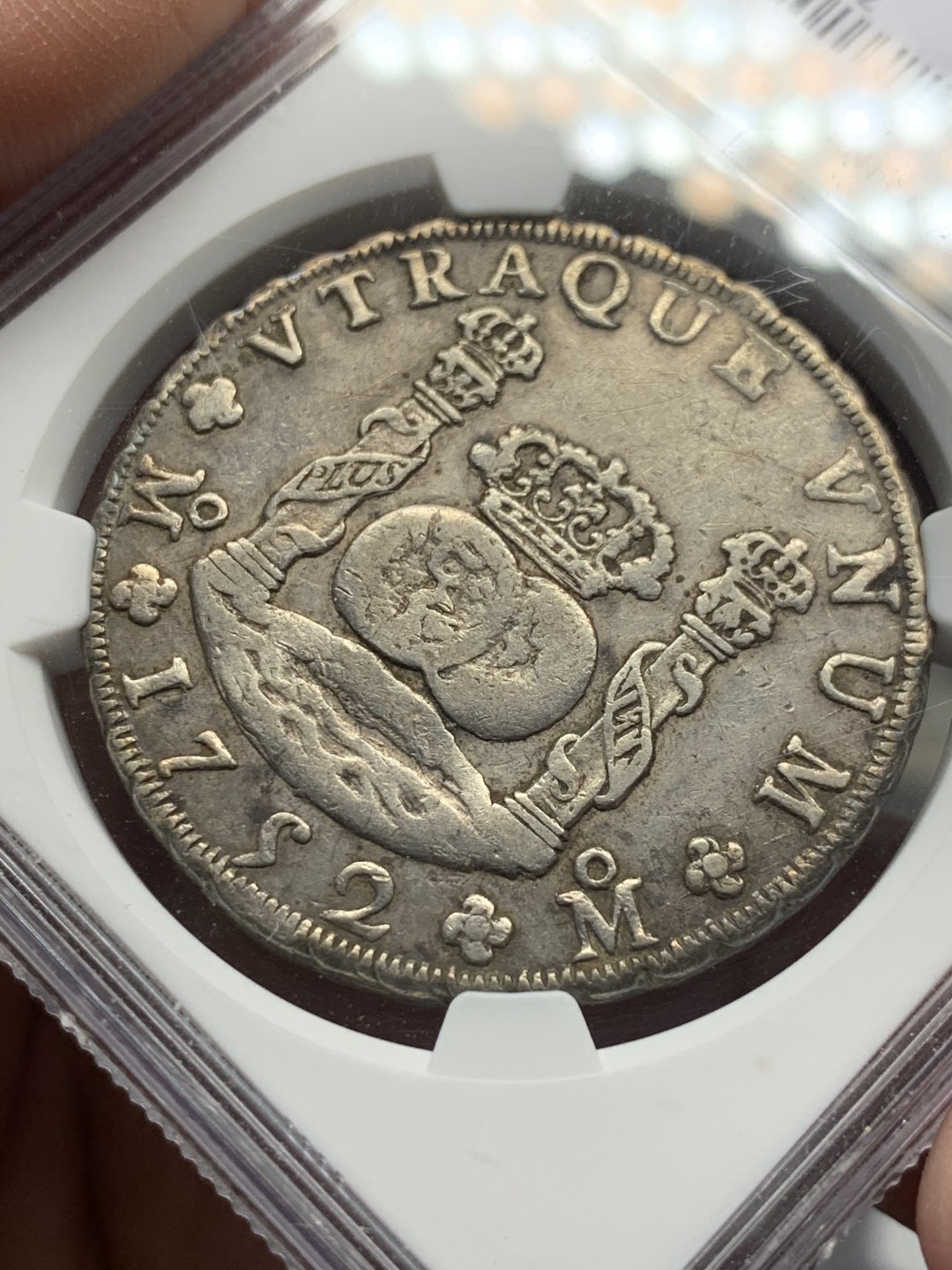 《竞宝斋》第135场-周日，周一连拍 (全场包邮) NGC-XFD 墨西哥1752年 8R地球银币 原味包浆 深打好状态