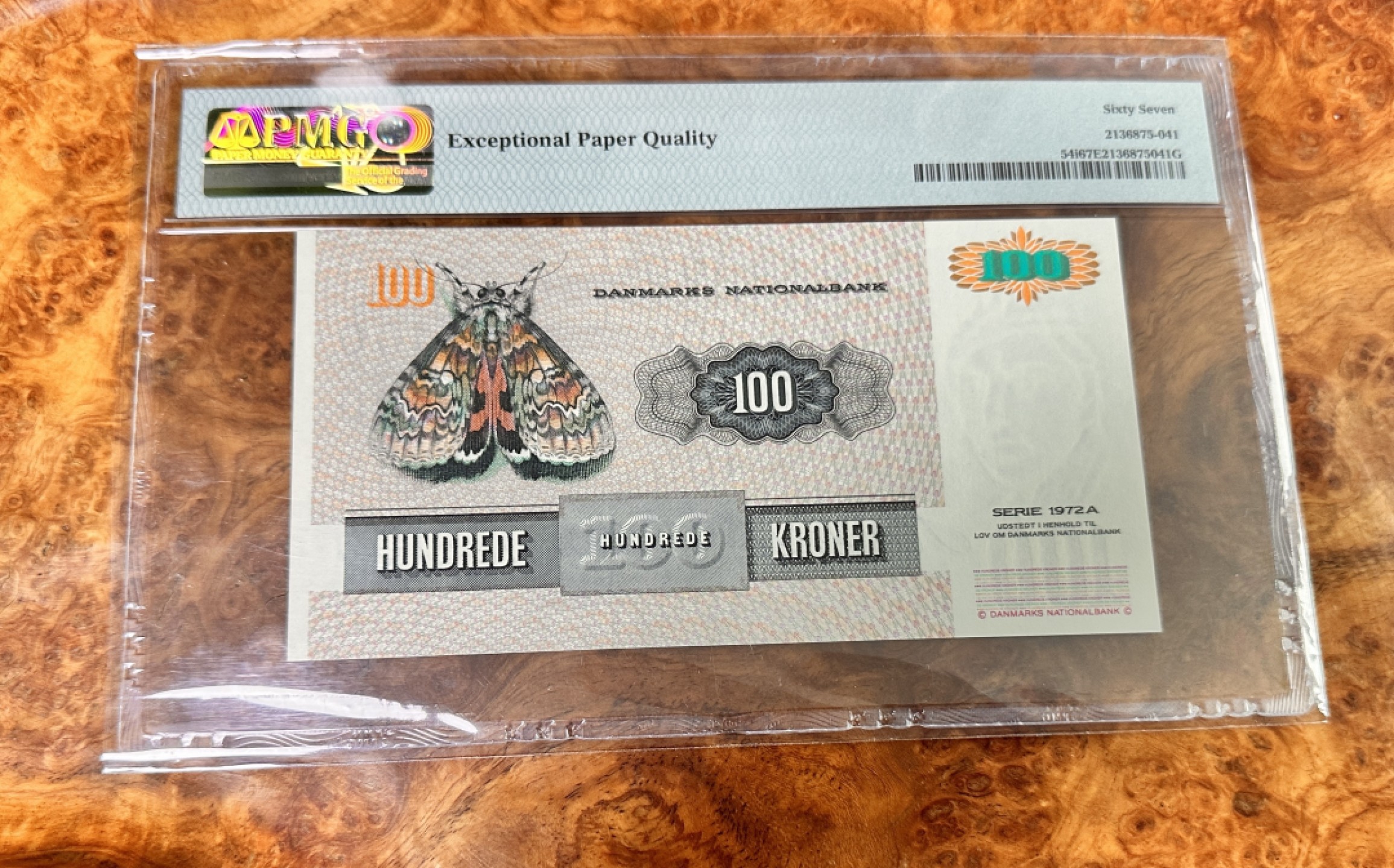 Chase Auction 第17期 - - 外钞、民国钞和人民币混合场！（临时有事，推迟到20号） 1998年丹麦100克朗，PMG67分！著名画家画家严斯尤尔！大蛾子精美！