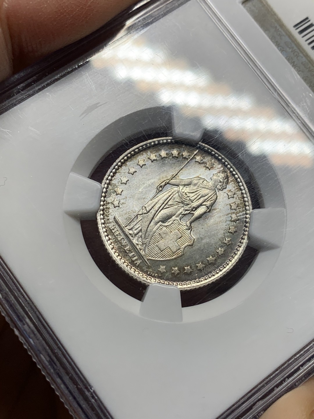 《竞宝斋》第135场-周日，周一连拍 (全场包邮) NGC-MS67 瑞士 1928年 1法郎银币 冠军分 转光漂亮 前期年份高分相比二战后50.60年代稀少很多