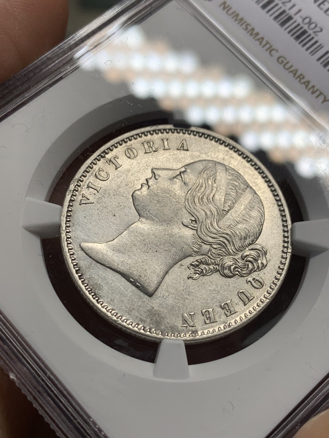 《竞宝斋》第135场-周日，周一连拍 (全场包邮) NGC UNC 1840B&C英属印度维多利亚双辫卢比 转光好