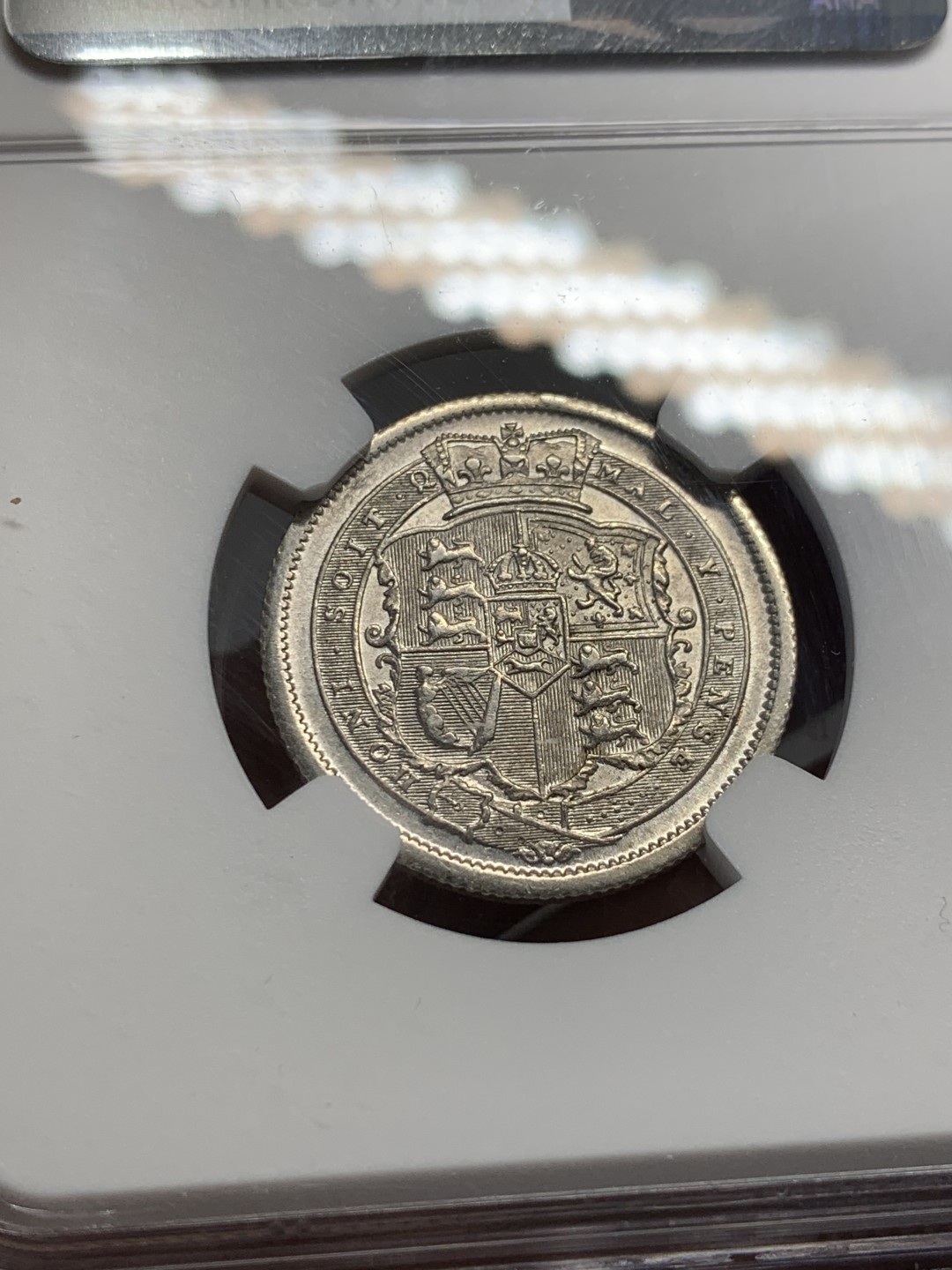 《竞宝斋》第135场-周日，周一连拍 (全场包邮) NGC MS61 英国 1816年 乔三牛头 1先令 银币 上涨品种